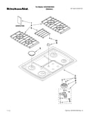 Cooktop, burner and grate parts