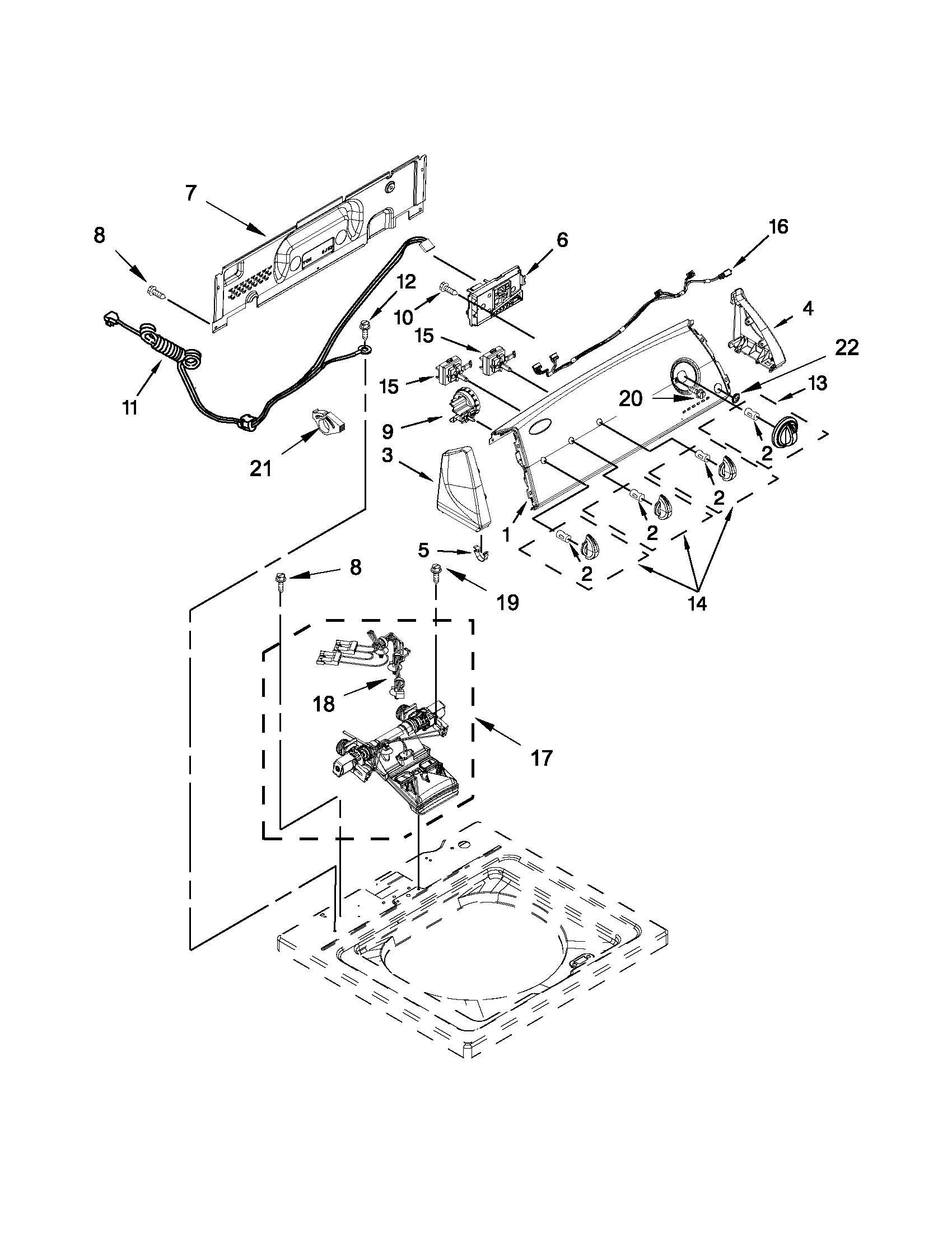 Controls and water inlet parts