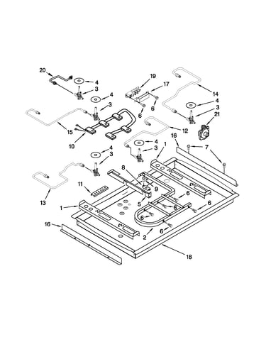 Burner box, gas valves and switches