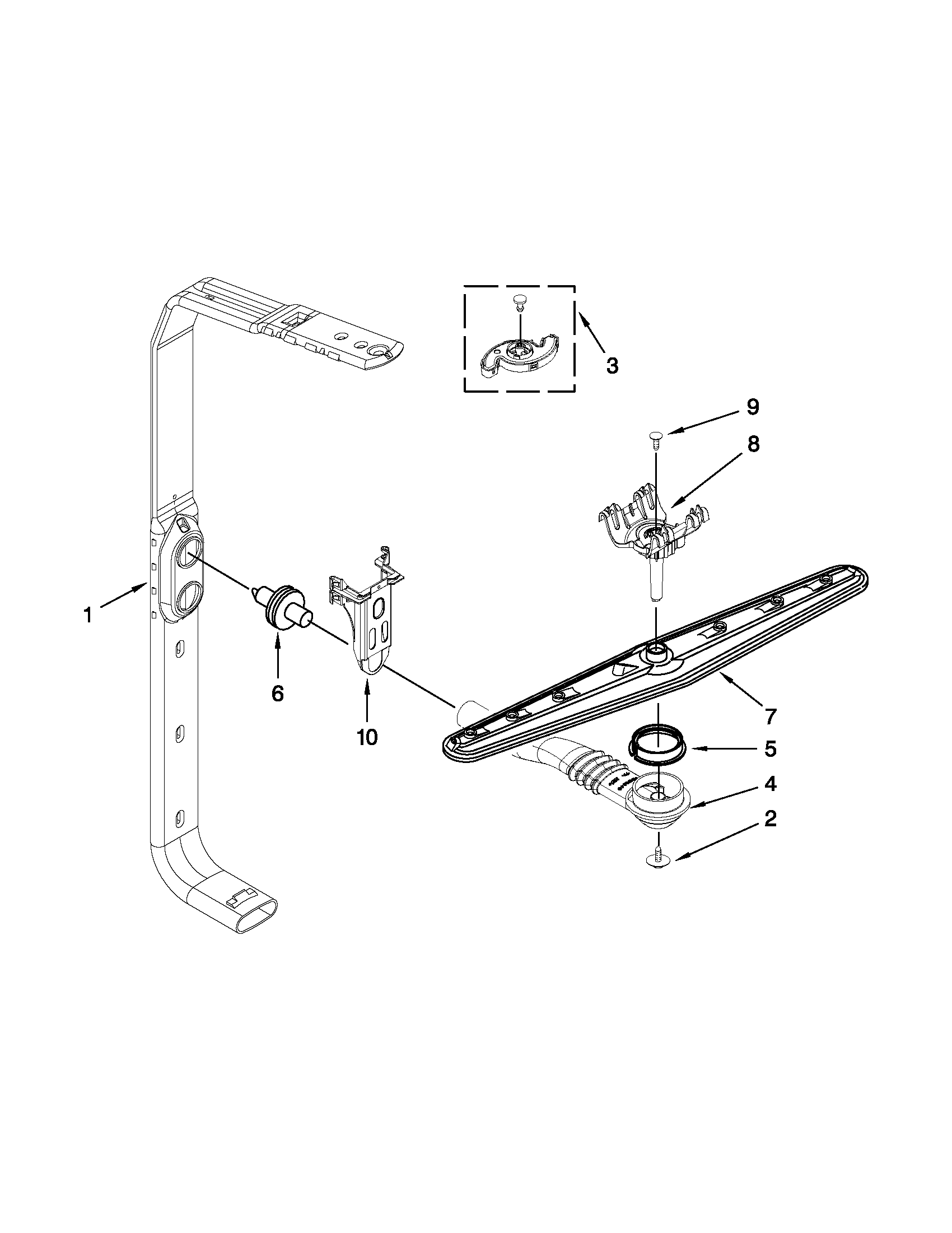 Upper wash and rinse parts