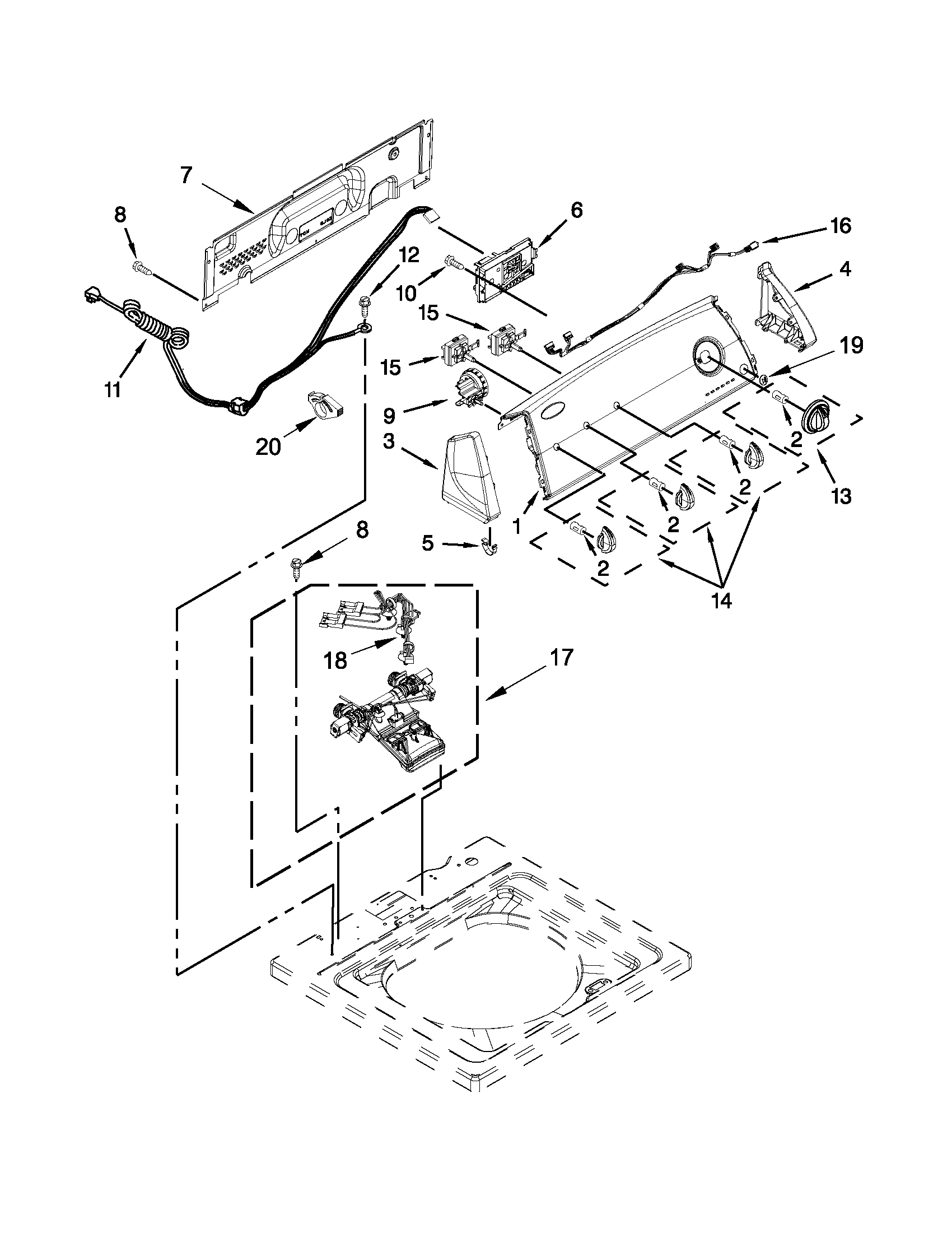 Controls and water inlet parts