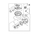KitchenAid KUDC10FBBL0 pump, washarm and motor parts diagram