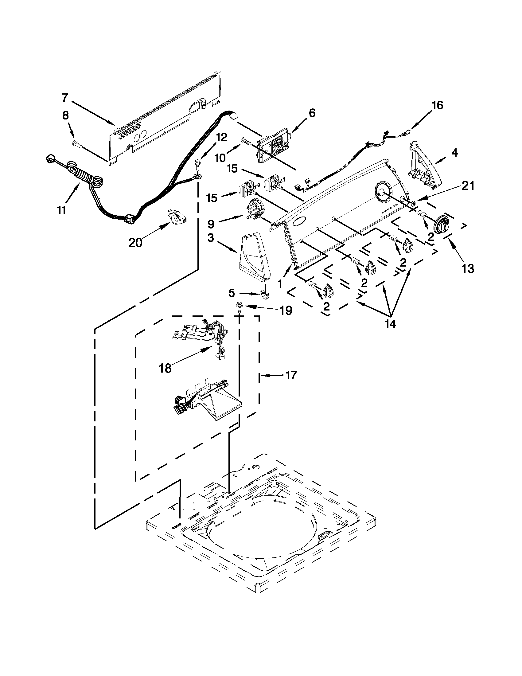 Controls and water inlet parts