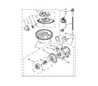 KitchenAid KUDS30FBBL0 pump, washarm and motor parts diagram