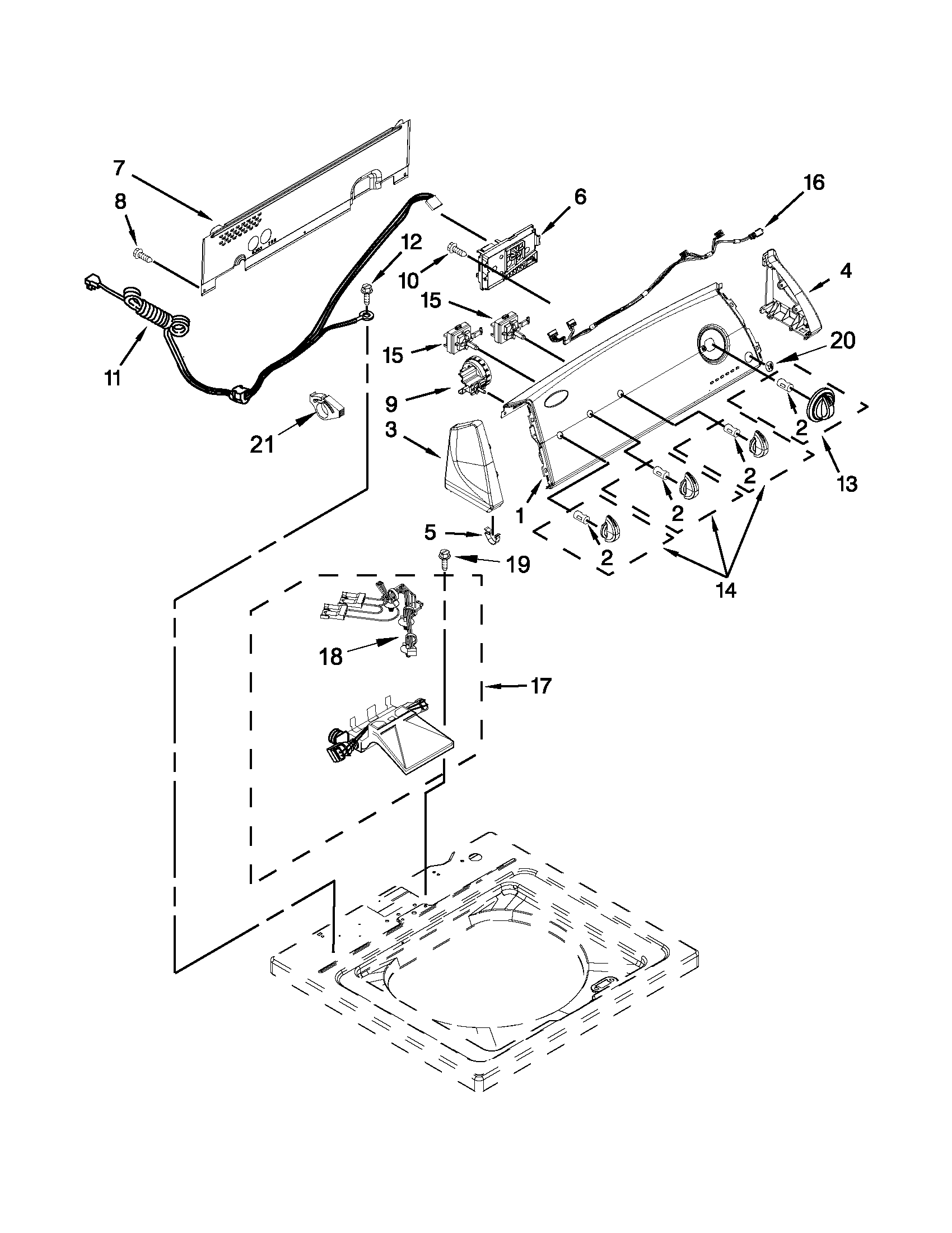 Controls and water inlet parts