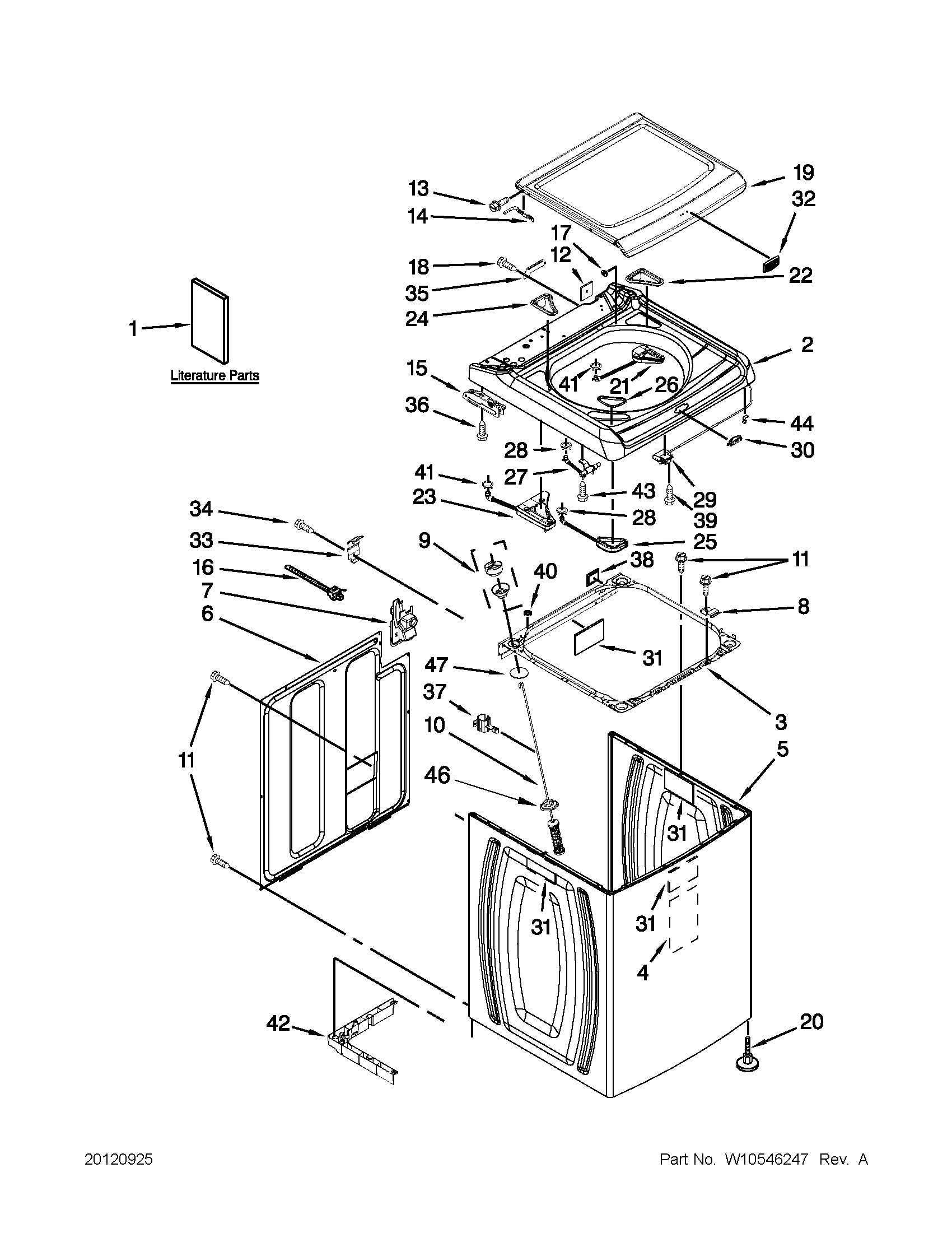 Top and cabinet parts