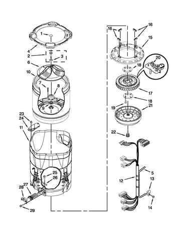 Motor, basket and tub parts