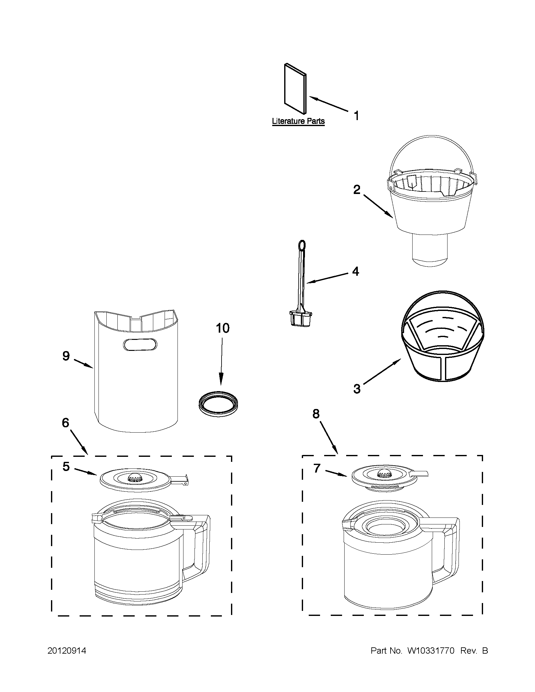 Carafe and filter parts
