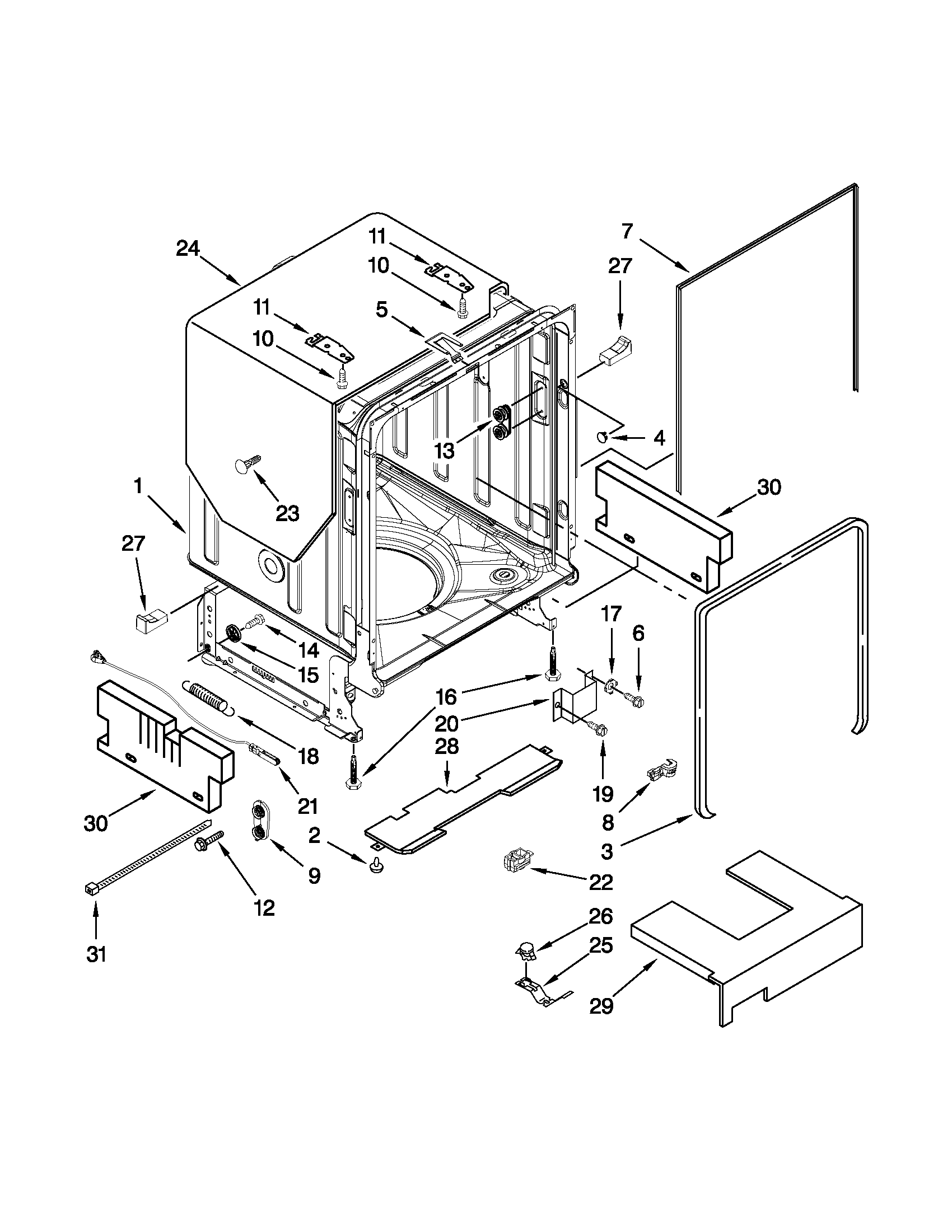 Tub and frame parts