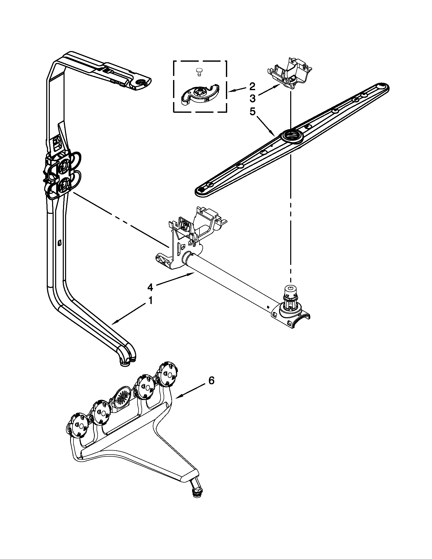 Upper wash and rinse parts
