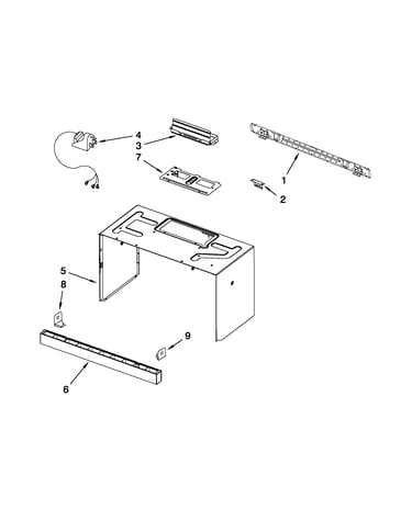 Cabinet and installation parts