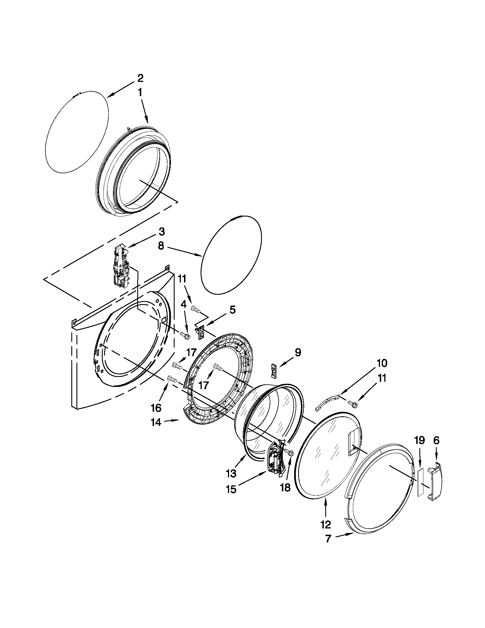 Washer door parts