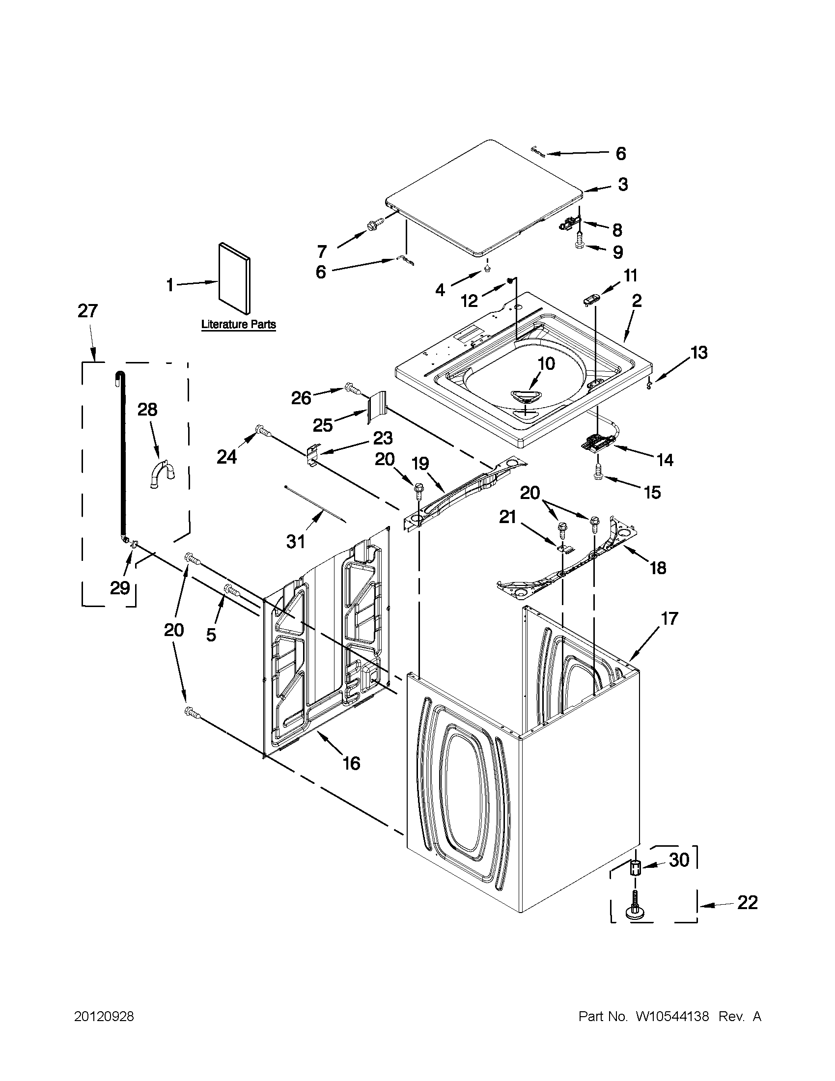 Top and cabinet parts