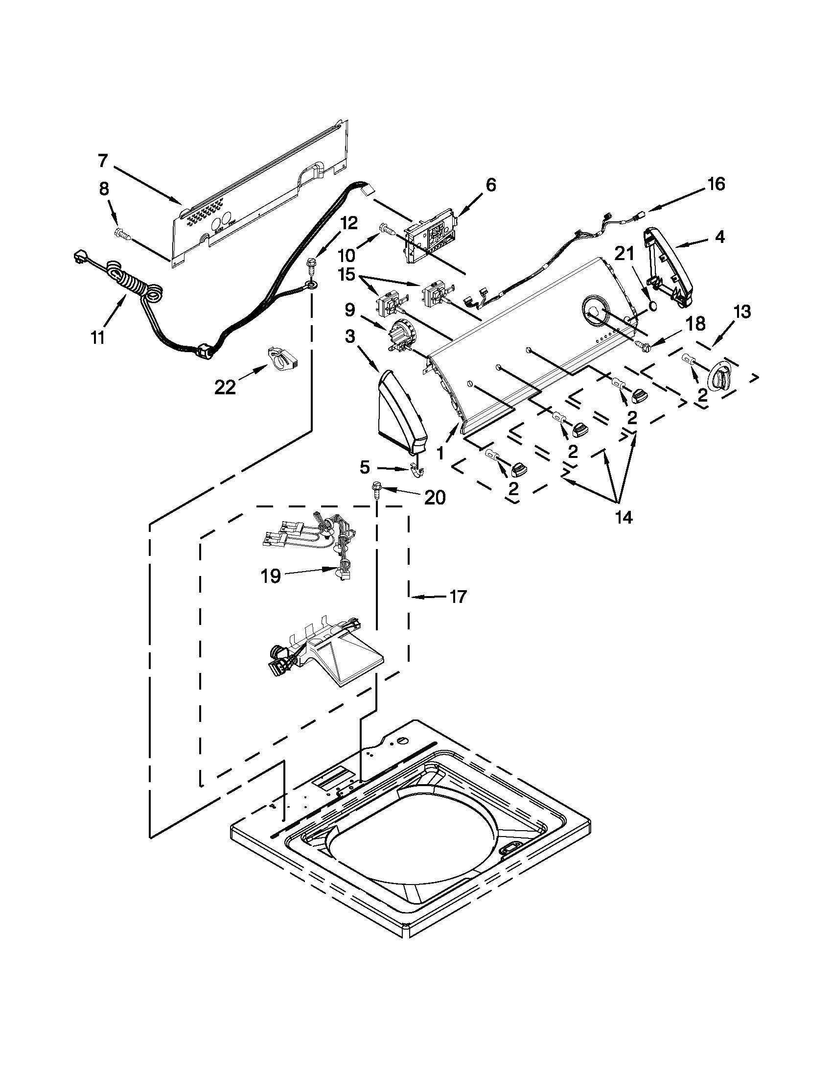 Controls and water inlet parts