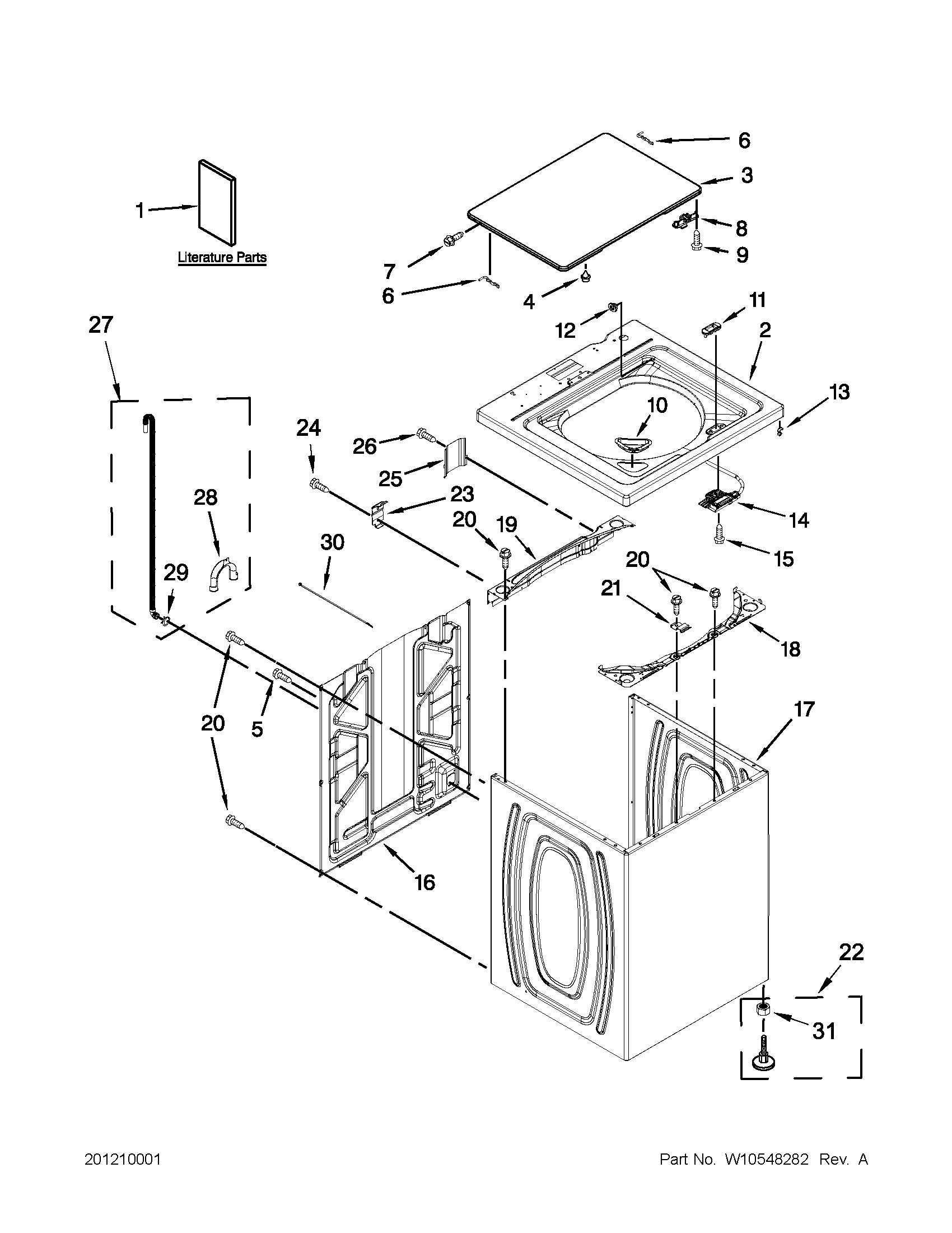 Top and cabinet parts