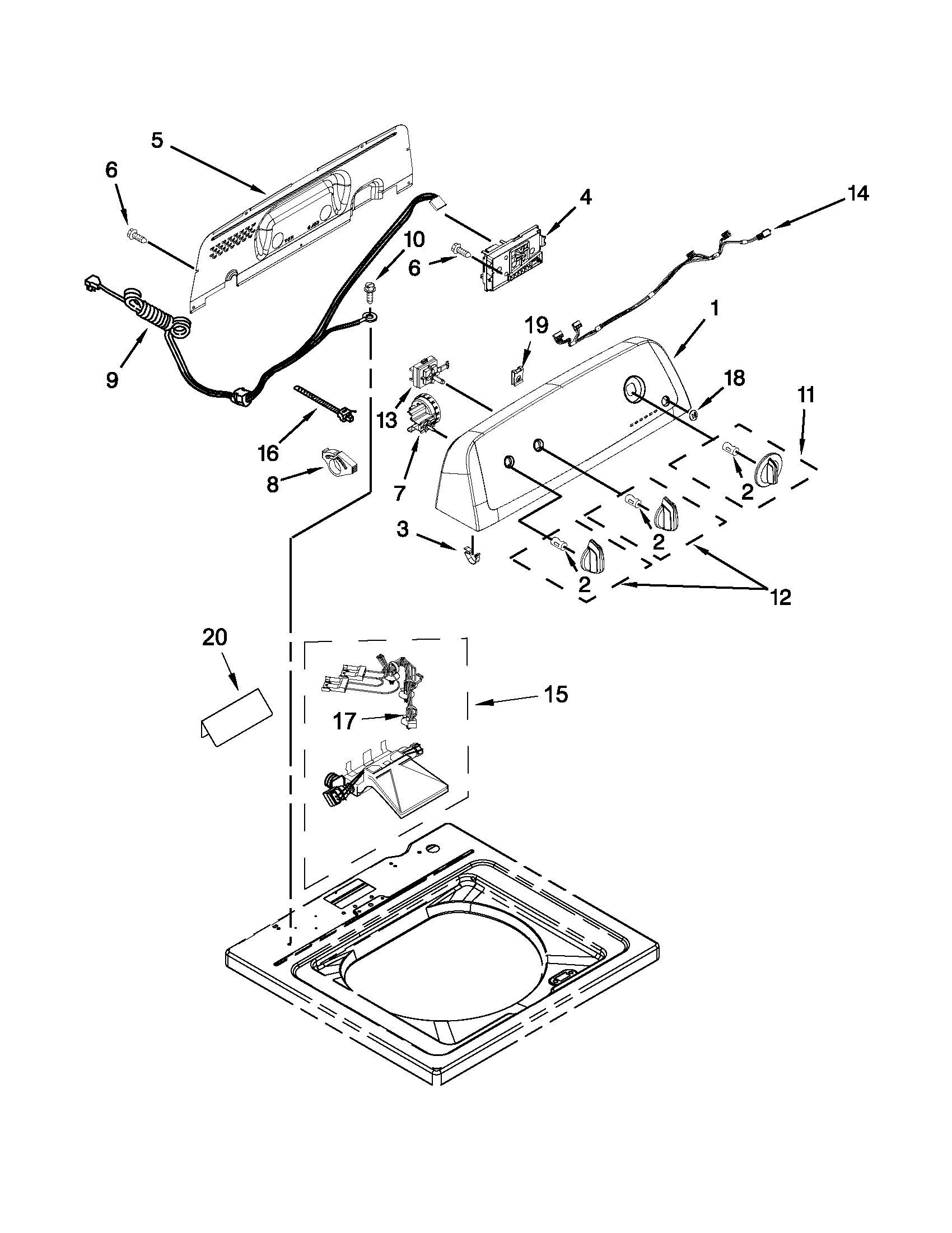 Controls and water inlet parts