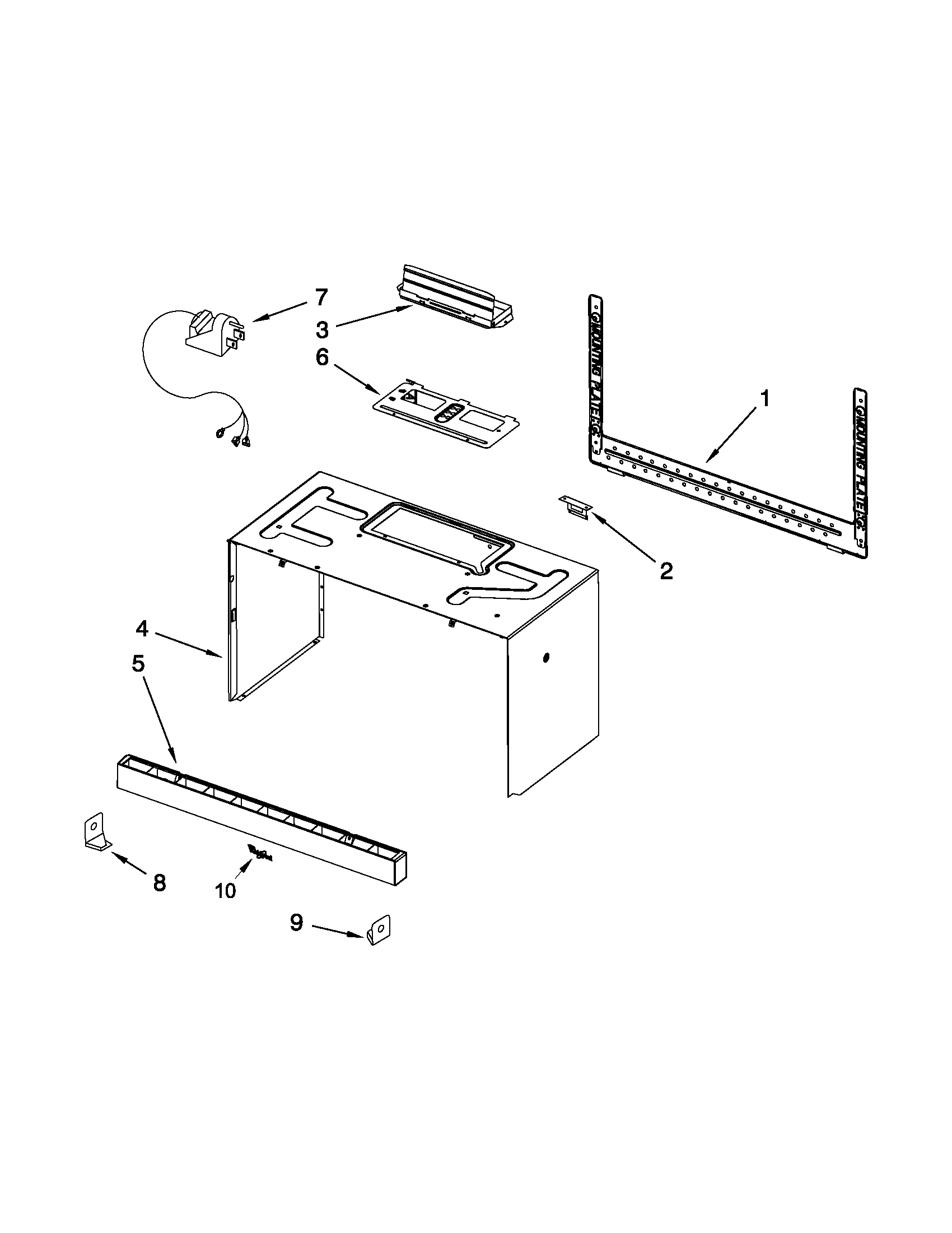 Cabinet and installation parts