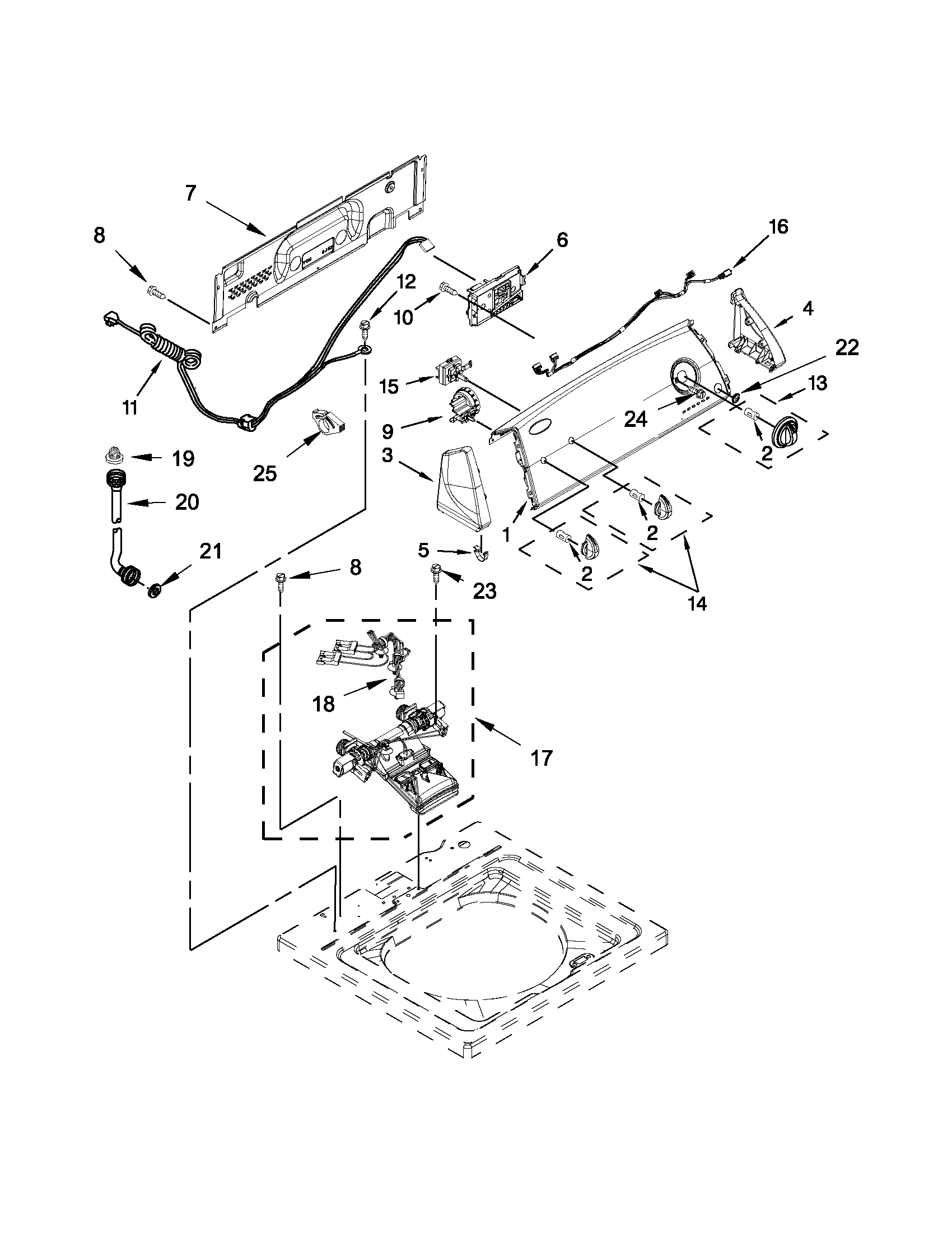 Controls and water inlet parts