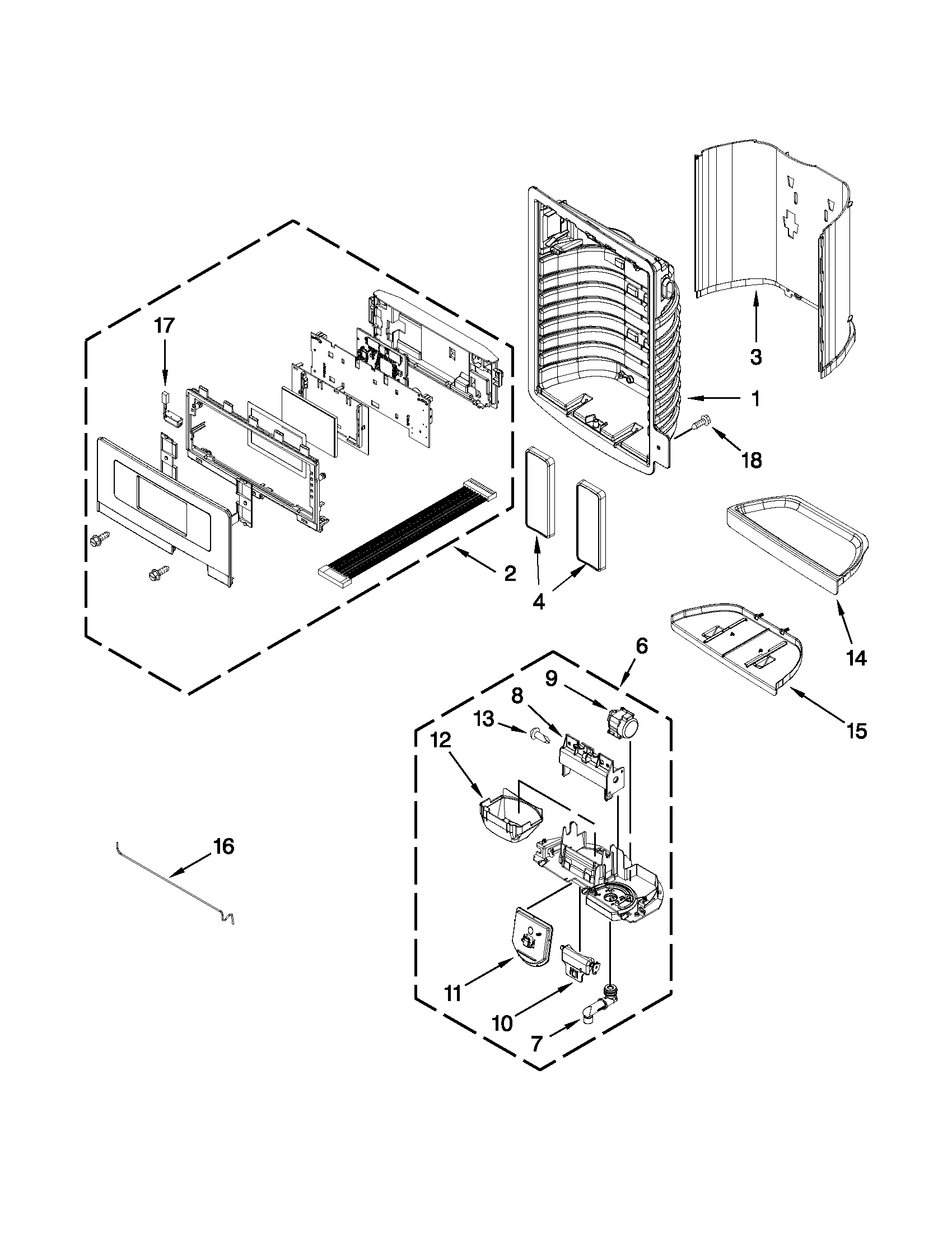Dispenser front parts