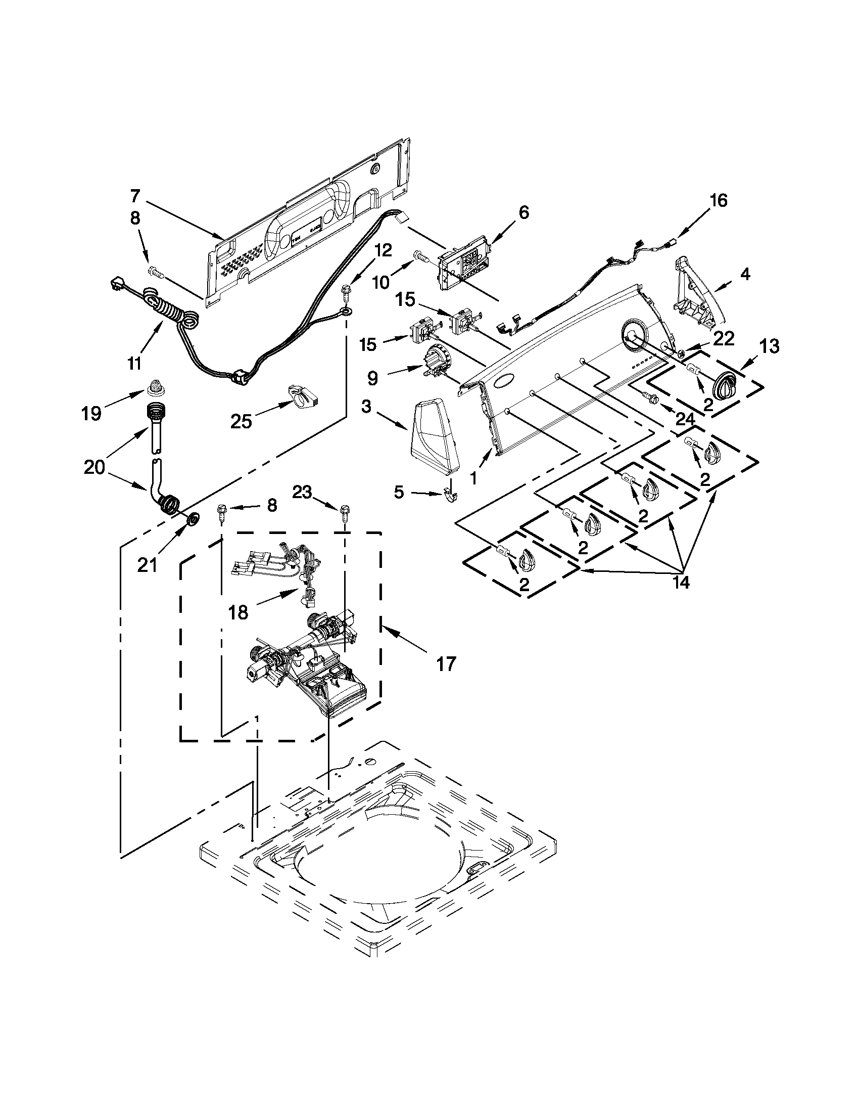 Controls and water inlet parts