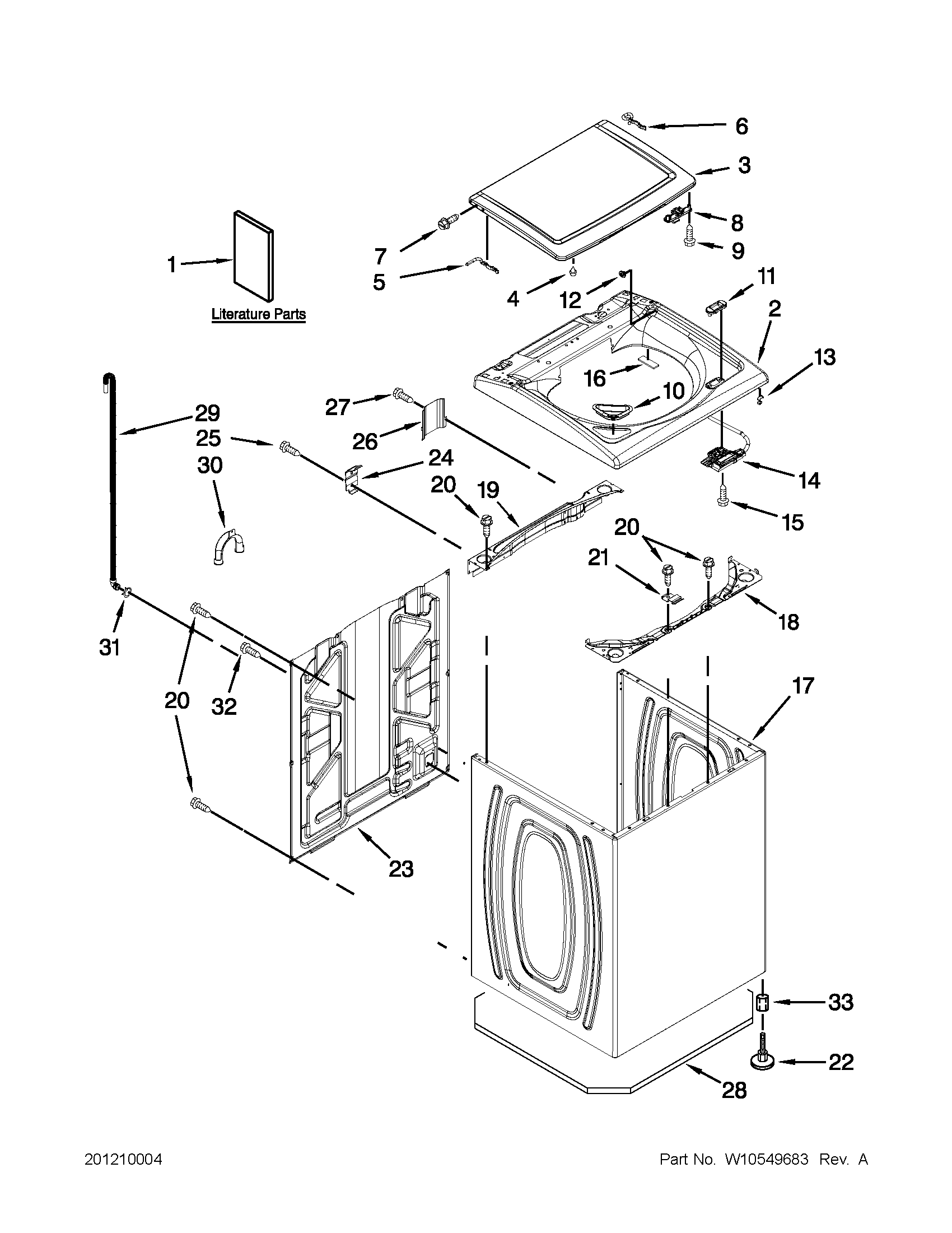 Top and cabinet parts