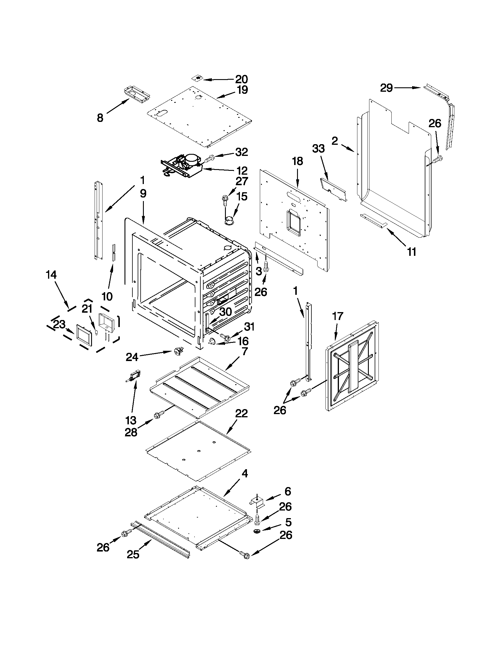 Lower oven parts