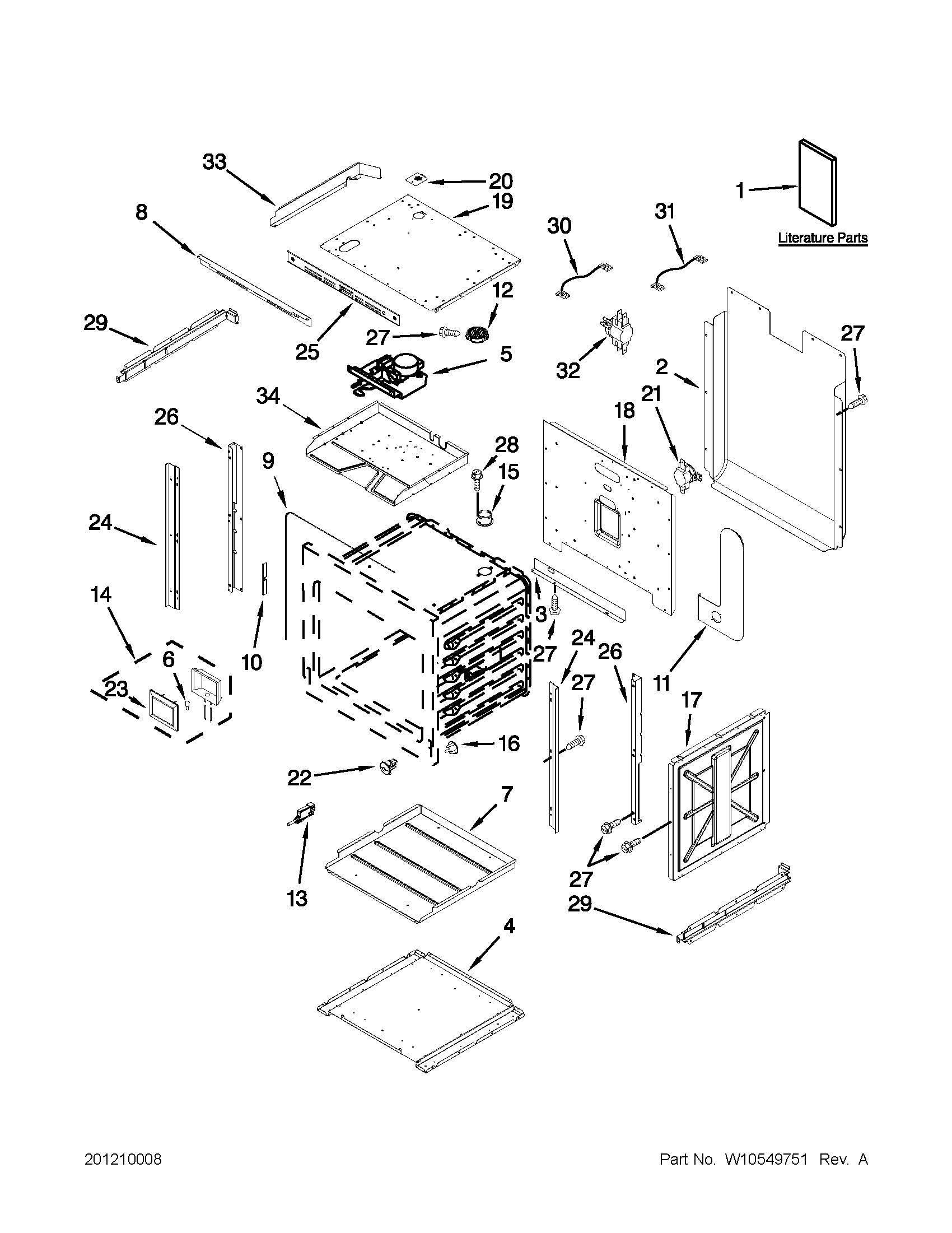 Upper oven parts