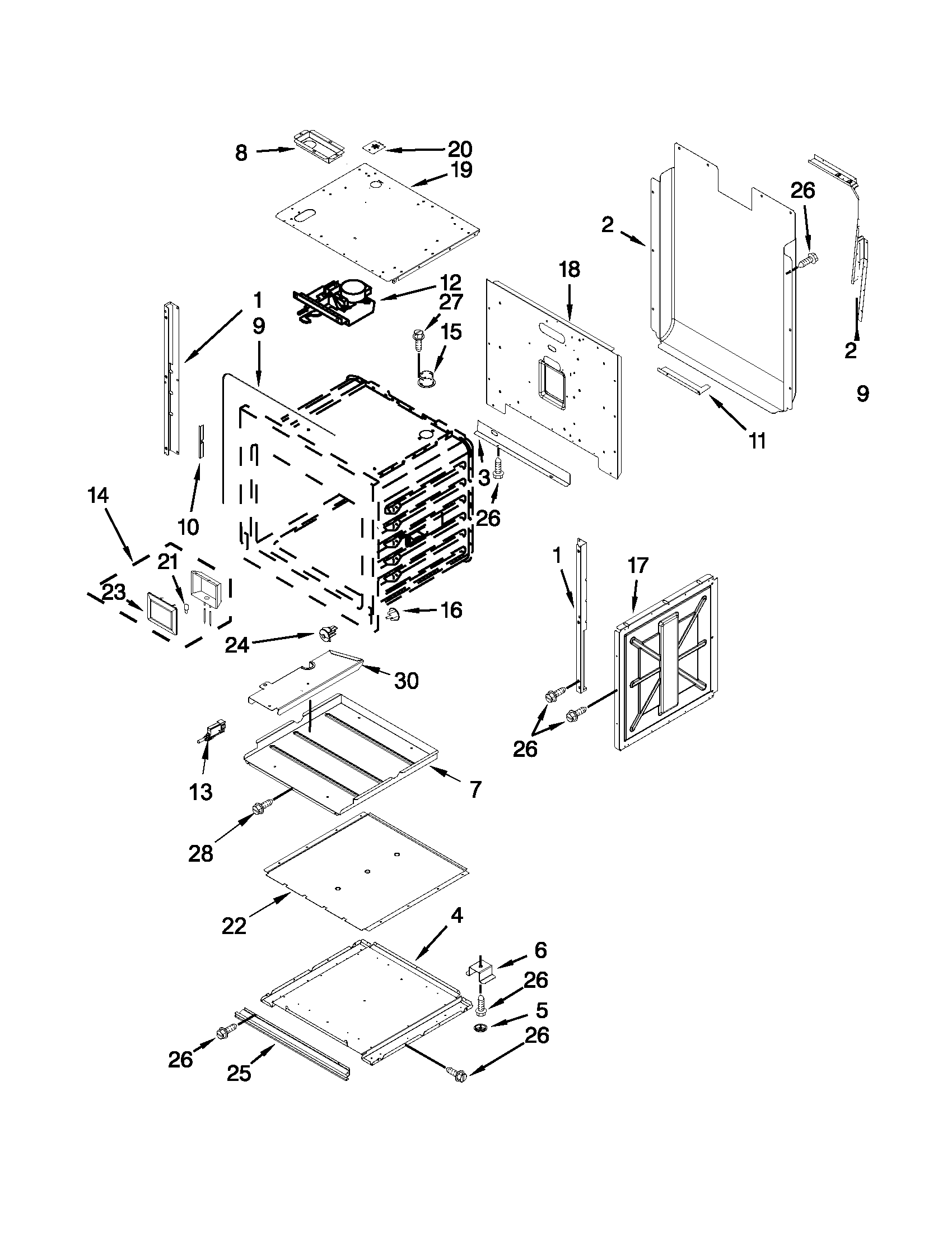 Lower oven parts