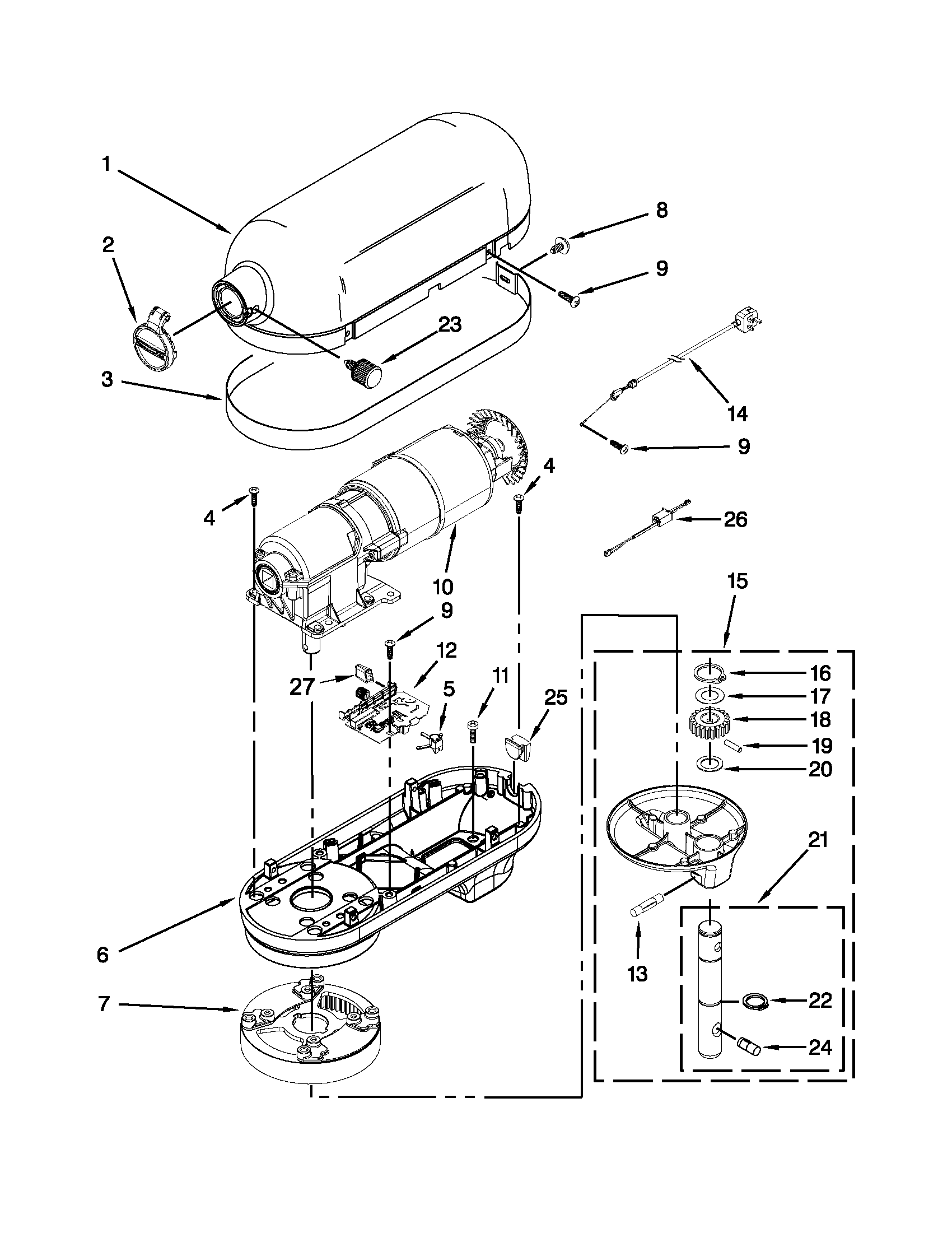 Case, gearing and planetary unit