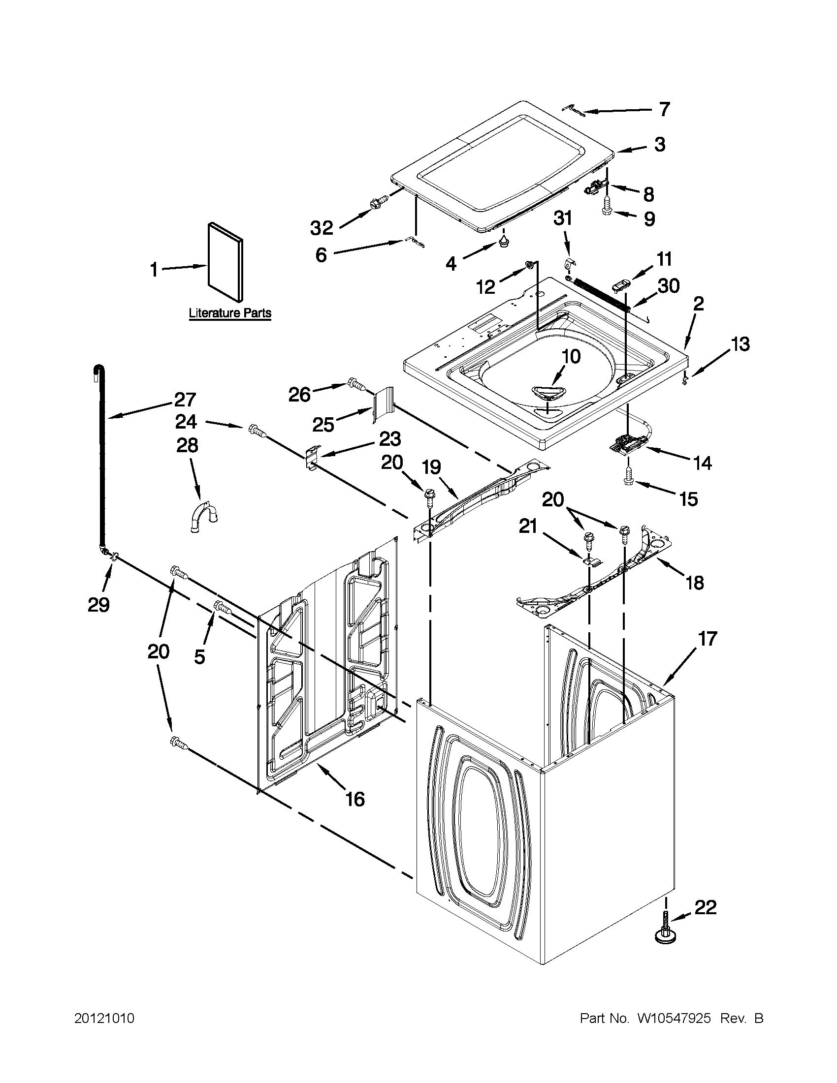 Top and cabinet parts