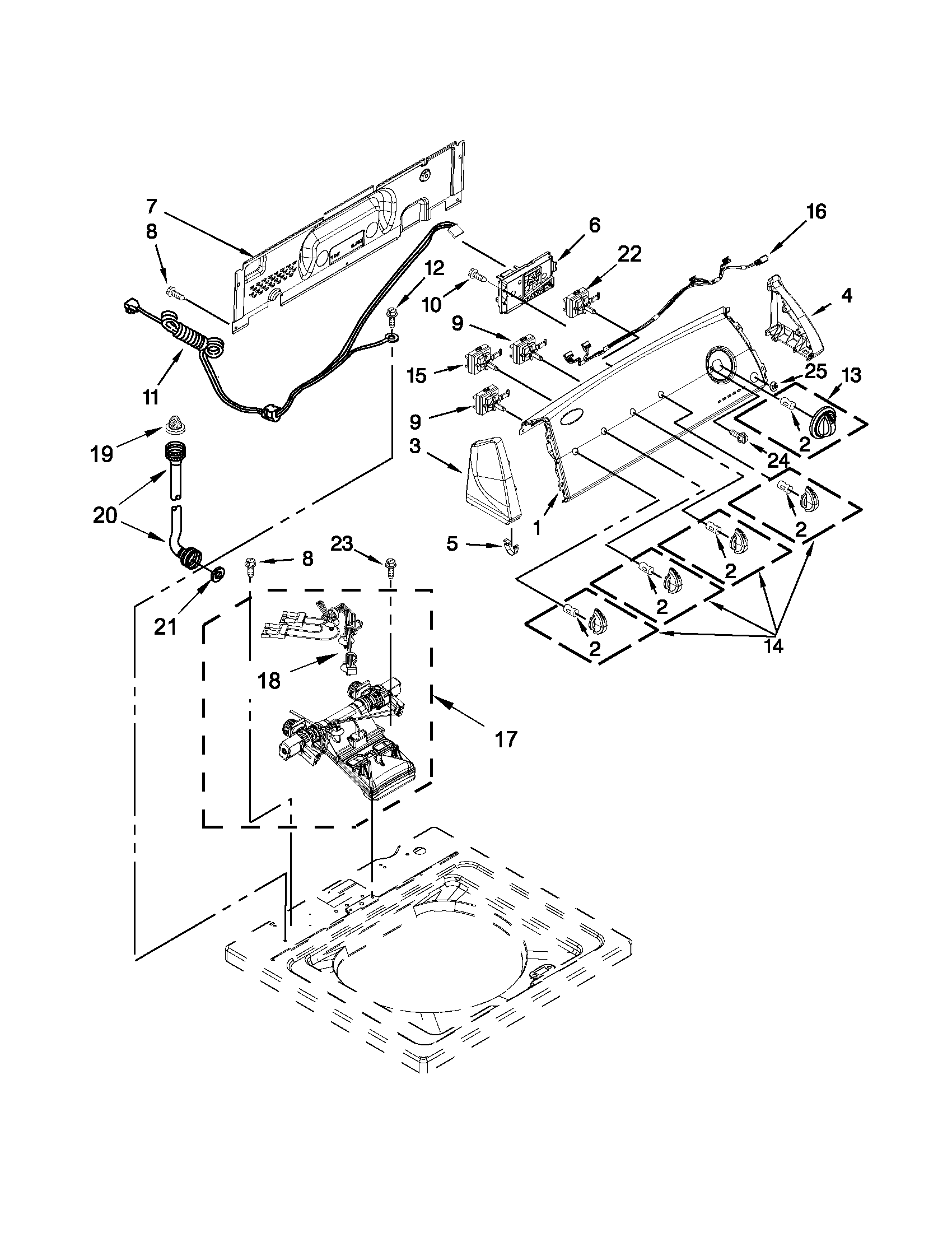 Controls and water inlet parts