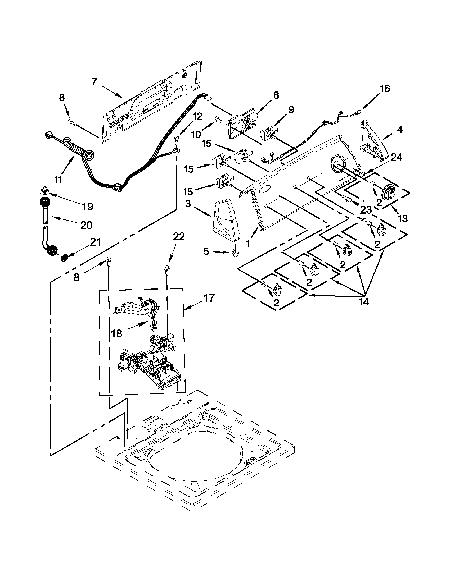 Controls and water inlet parts