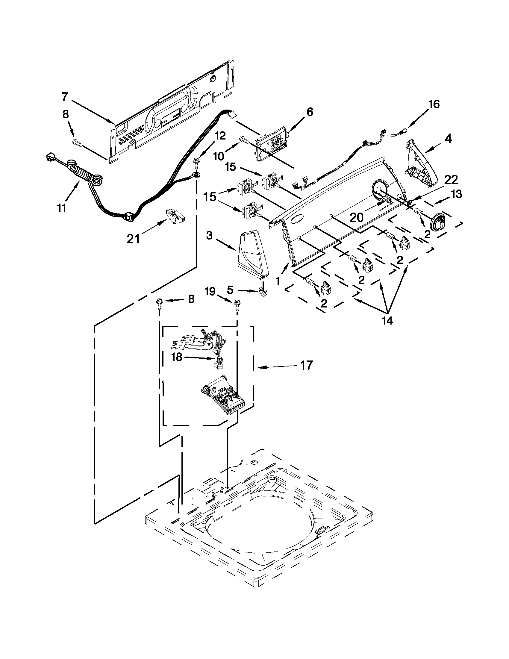 Controls and water inlet parts