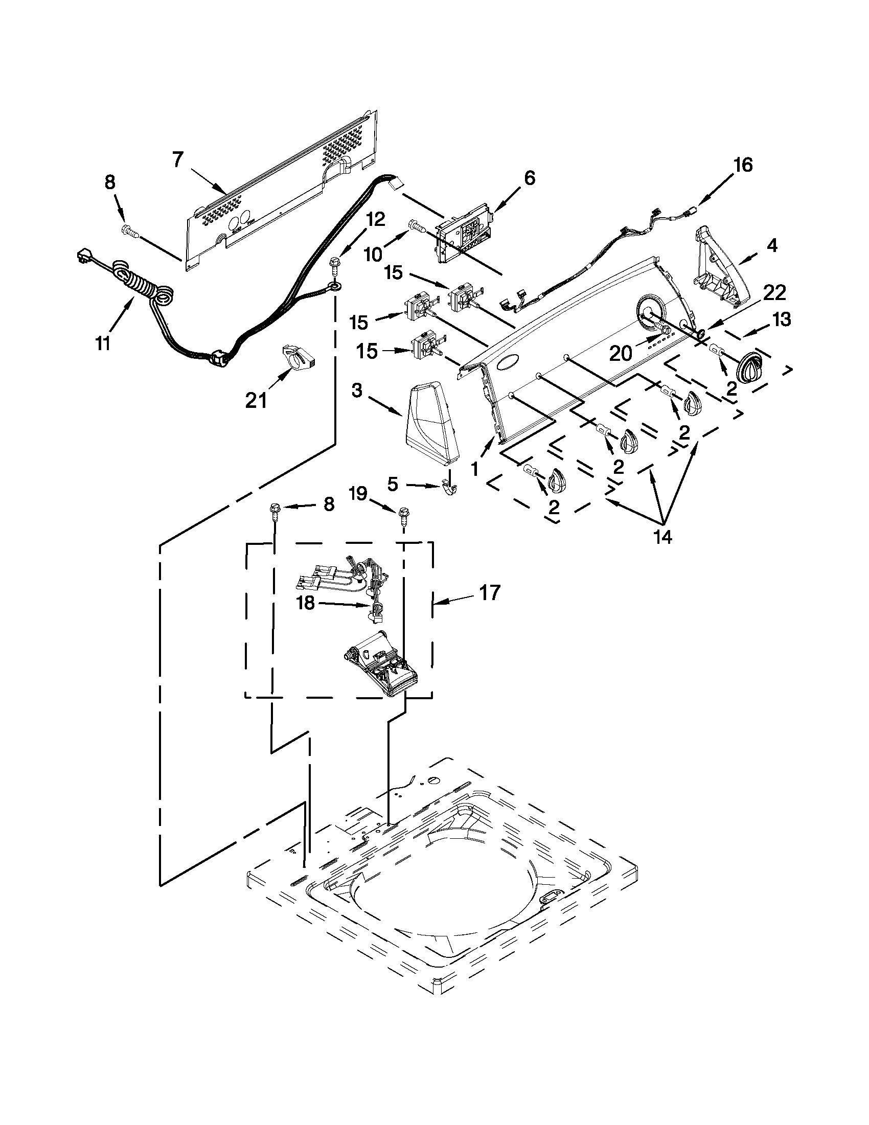 Controls and water inlet parts