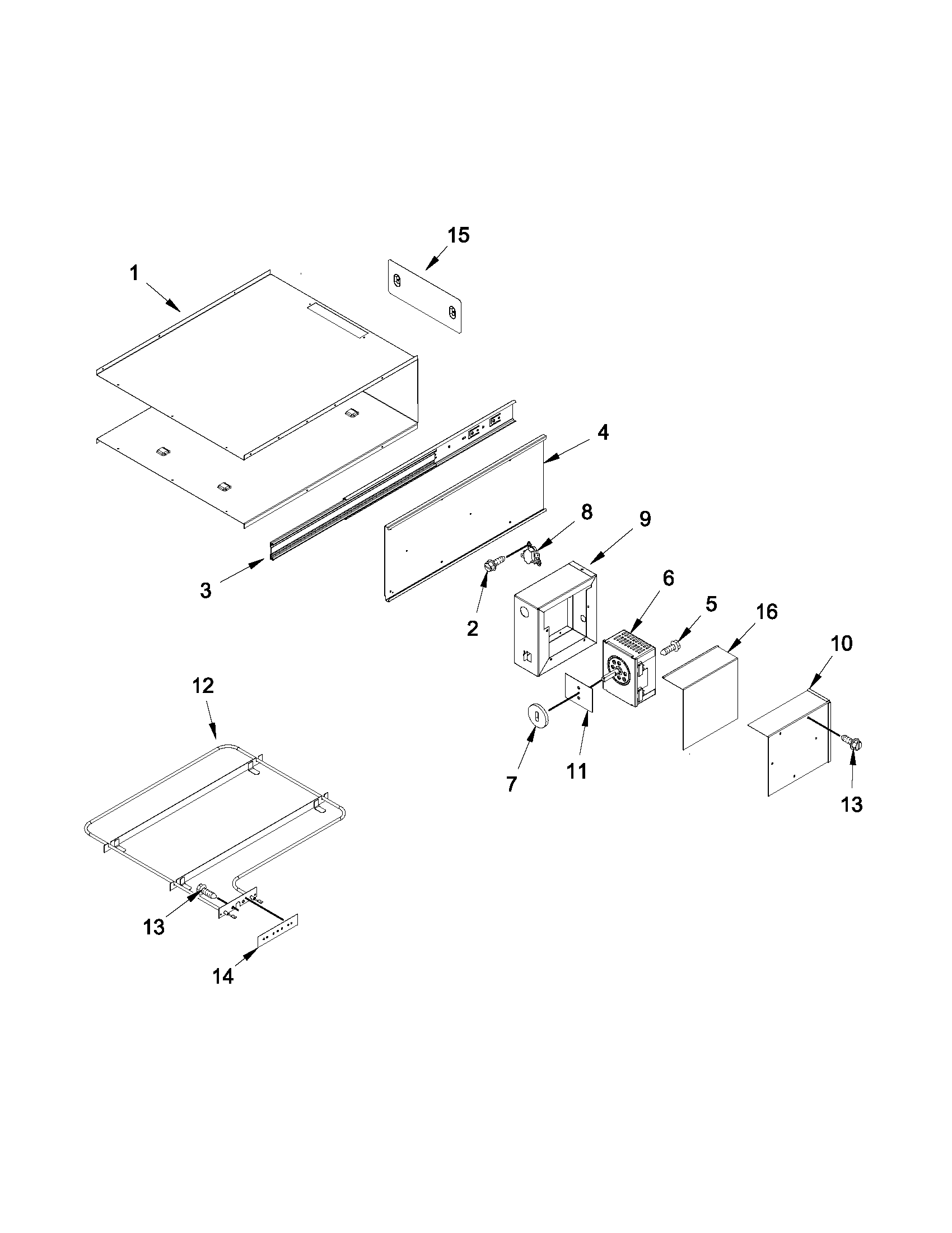 Internal warming drawer parts