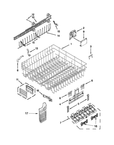 Upper rack and track parts