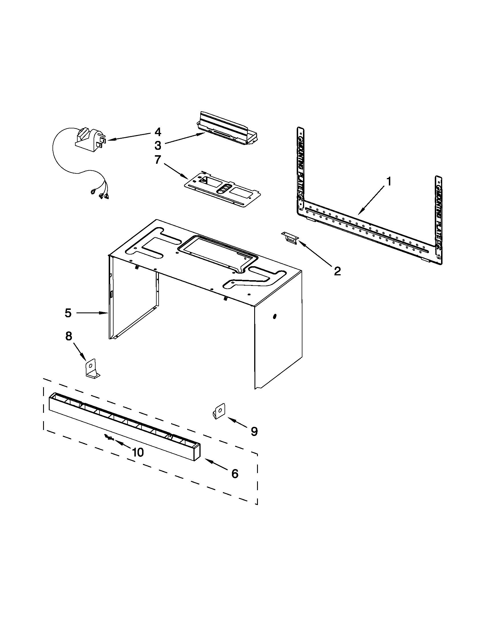 Cabinet and installation parts