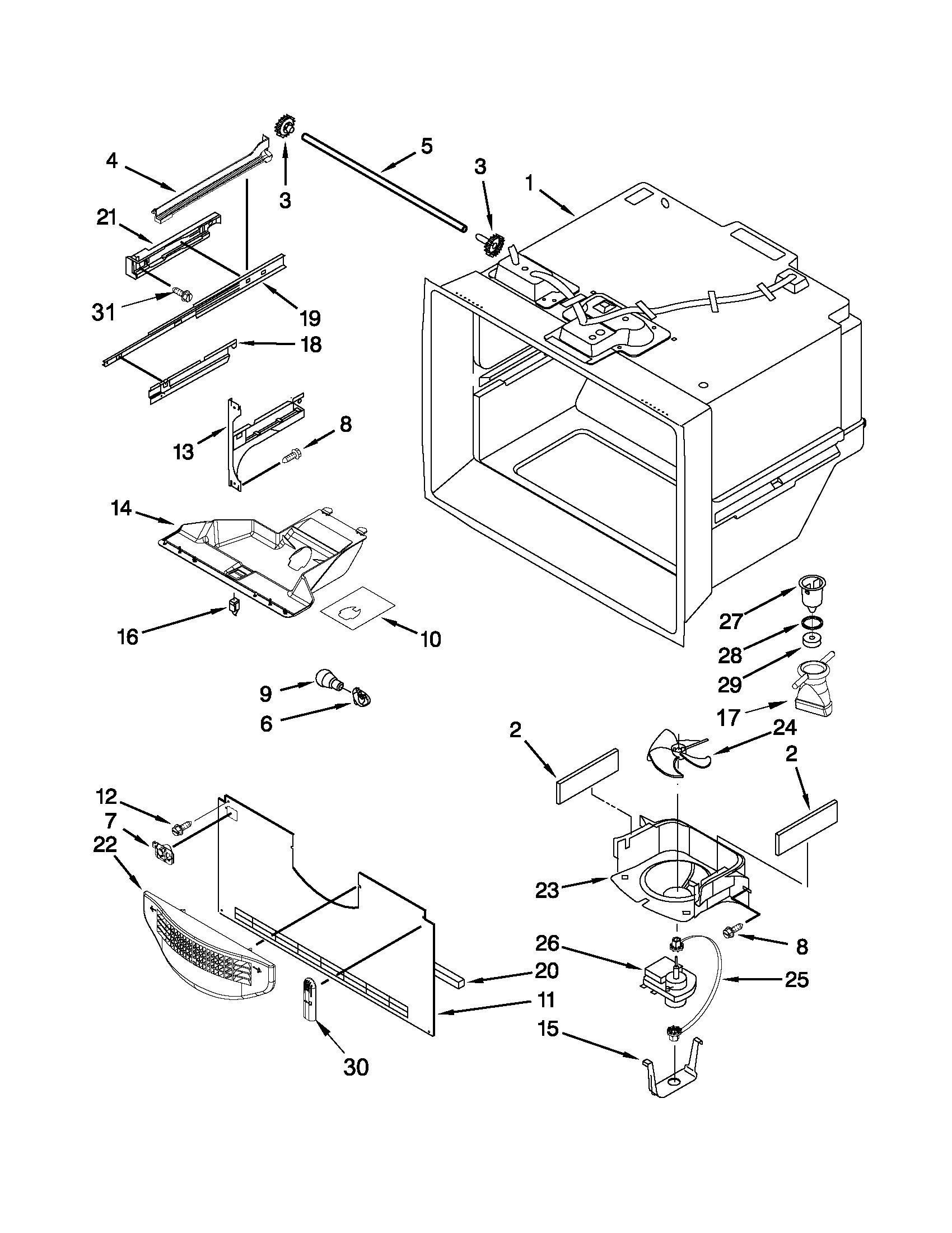 Freezer liner parts