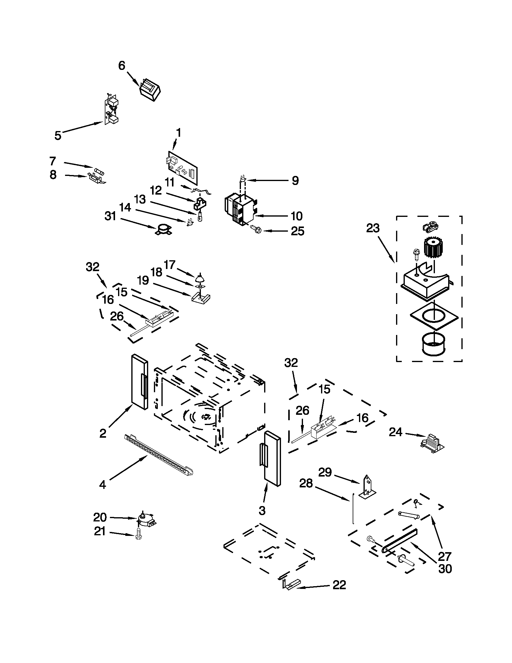 Cabinet and stirrer parts