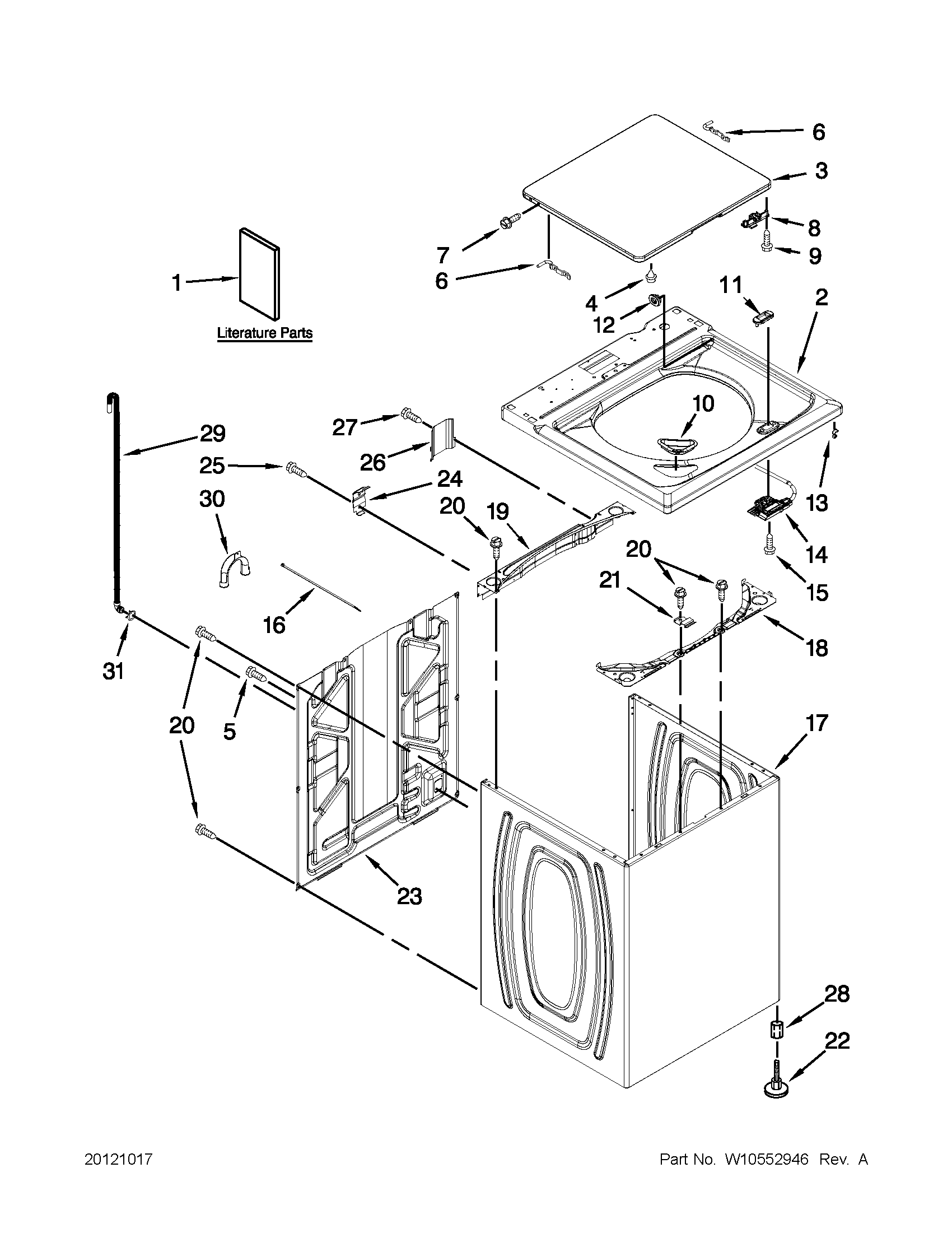 Top and cabinet parts