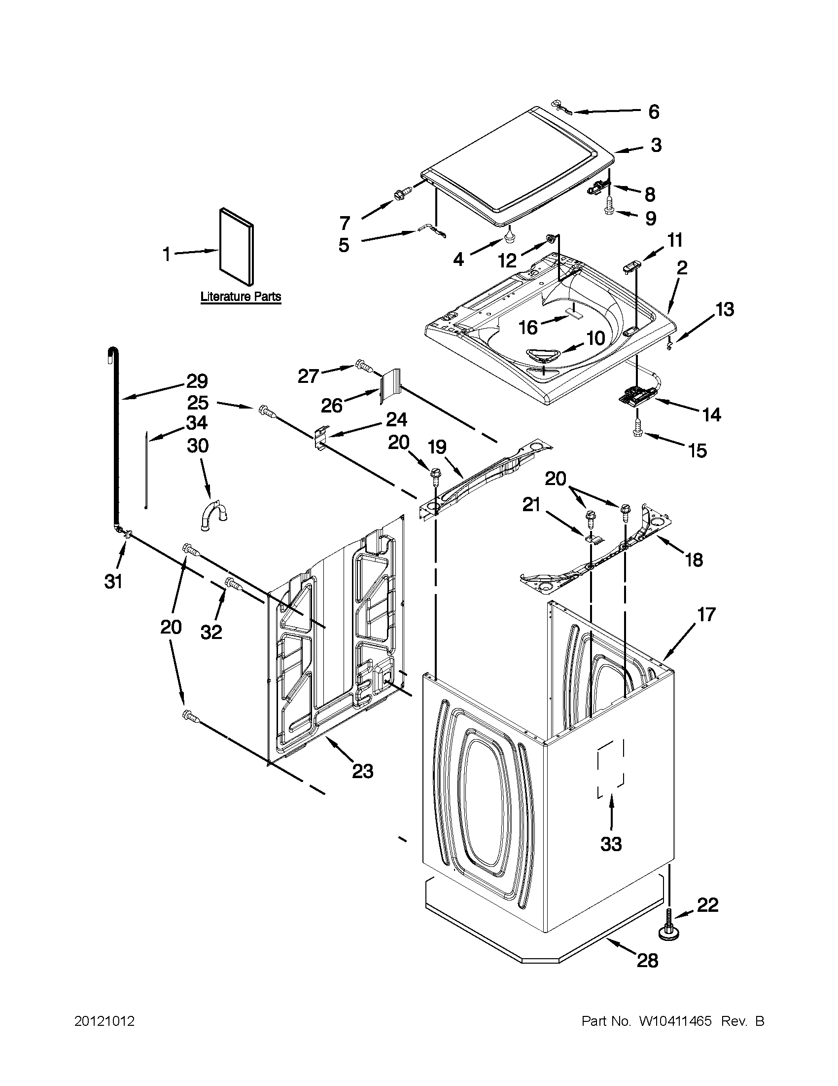 Top and cabinet parts