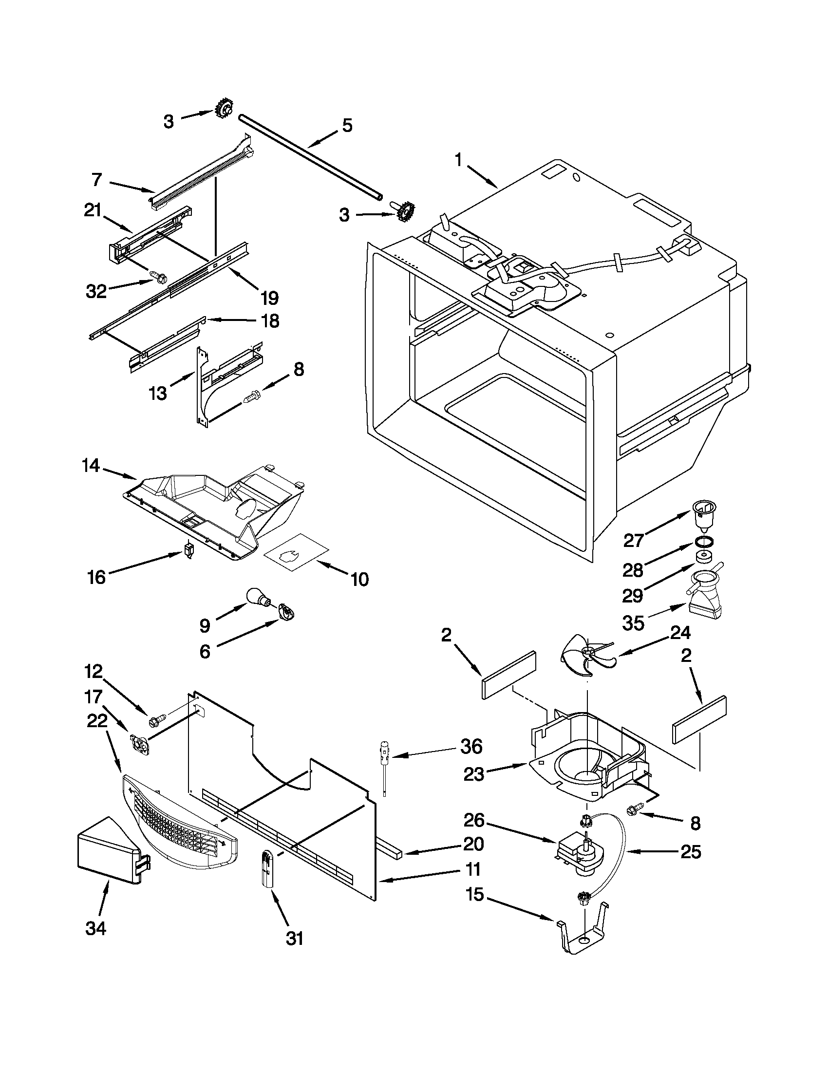 Freezer liner parts