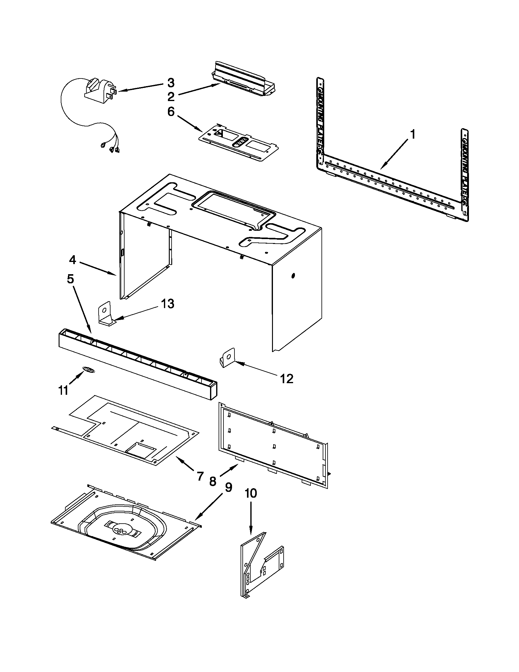 Cabinet and installation parts