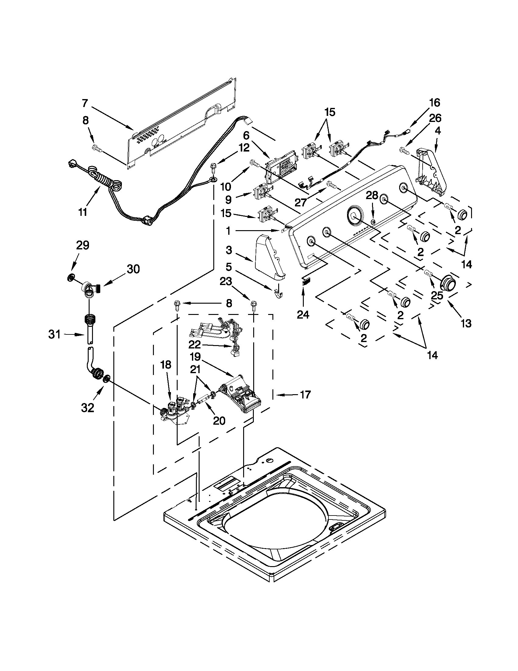 CONSOLE AND WATER INLET PARTS