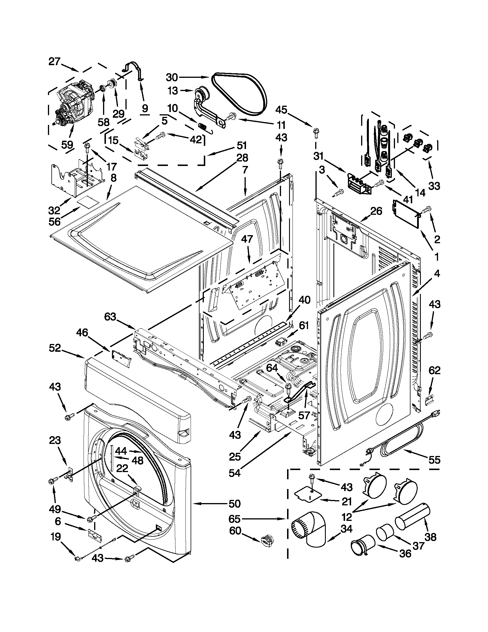 Dryer cabinet parts