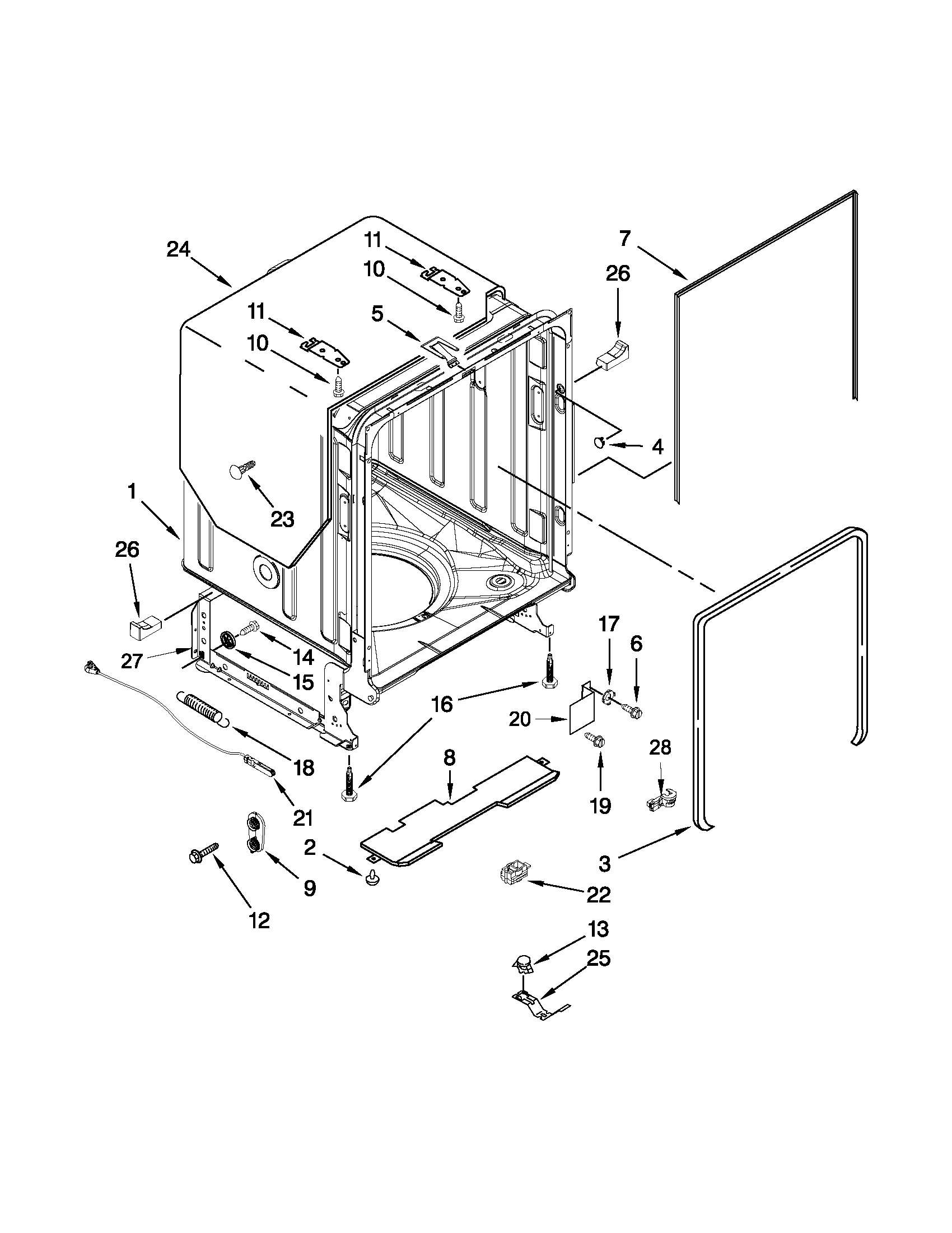 TUB AND FRAME PARTS