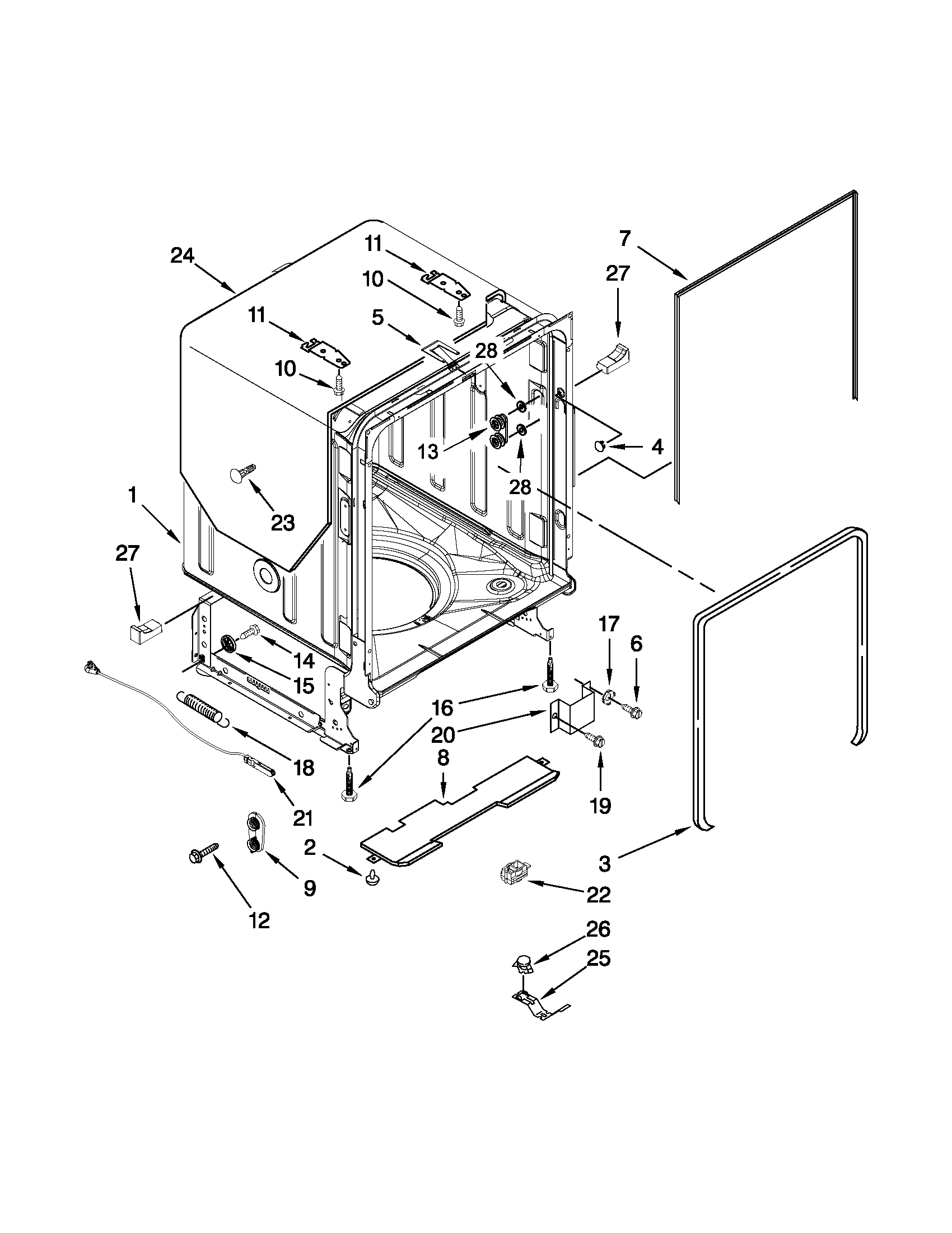 Tub and frame parts