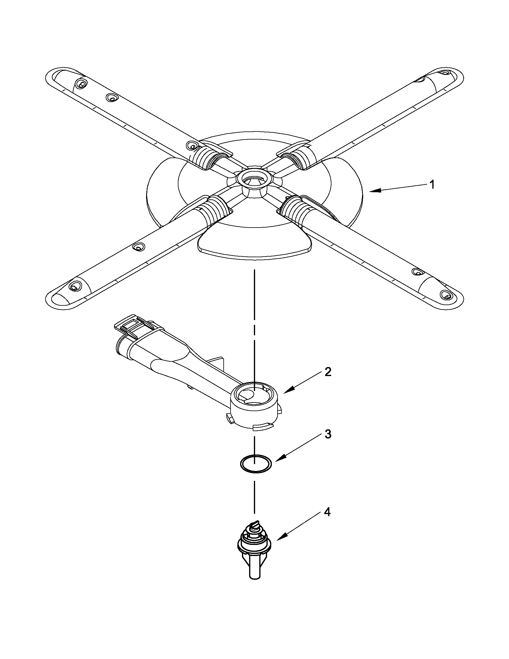 Lower washarm and strainer parts