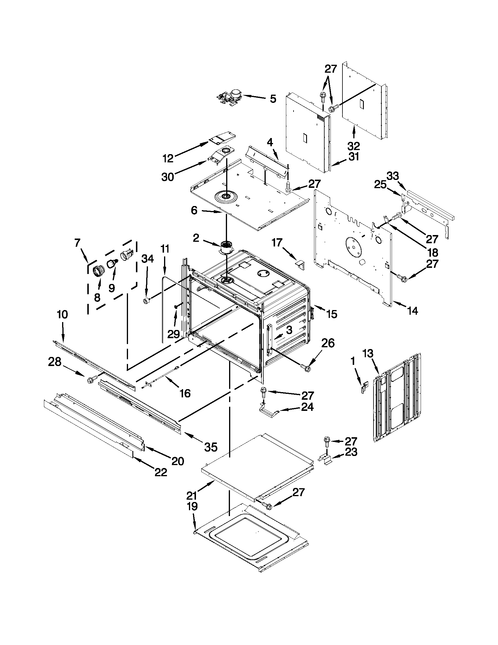 Upper oven parts