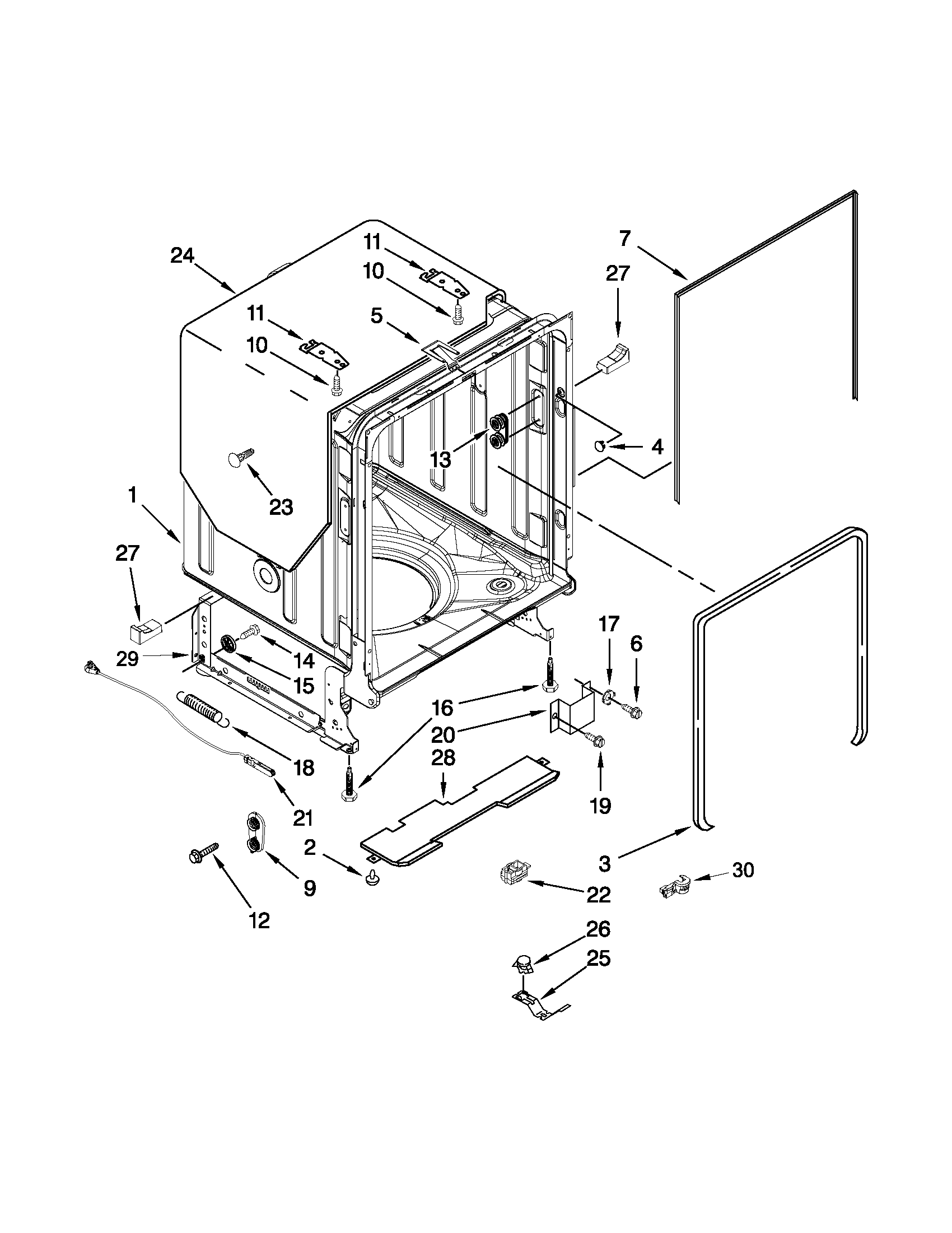 Tub and frame parts